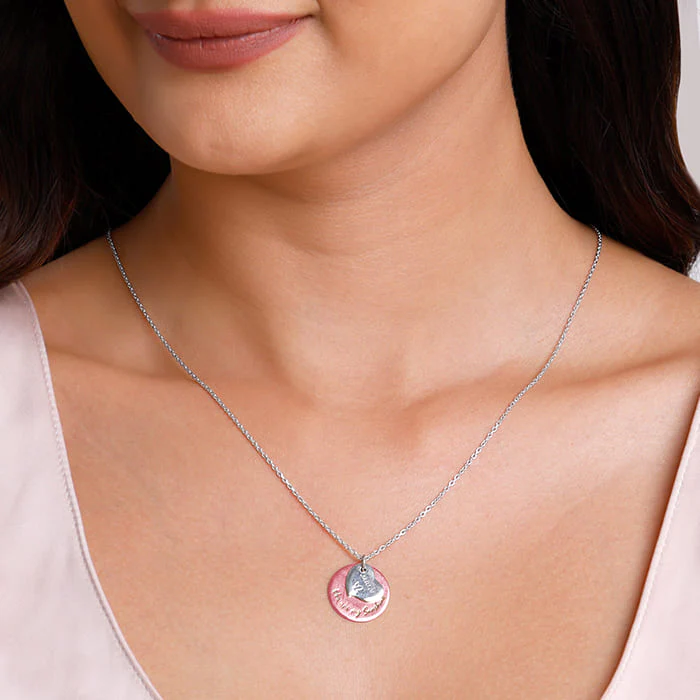 Dual Tone Rose Gold Personalised Heart Message Necklace - Image 3
