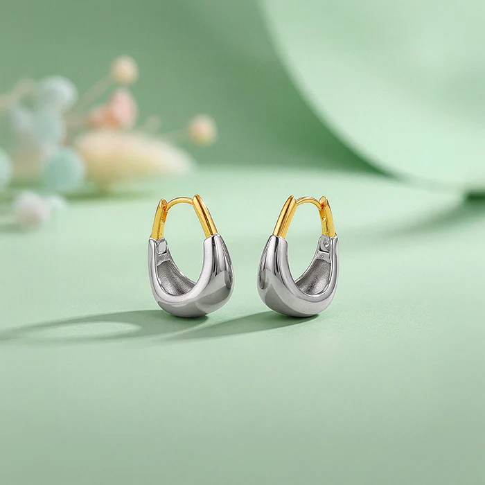 Dual Tone Uniquely Yours Hoop Earrings - Image 2