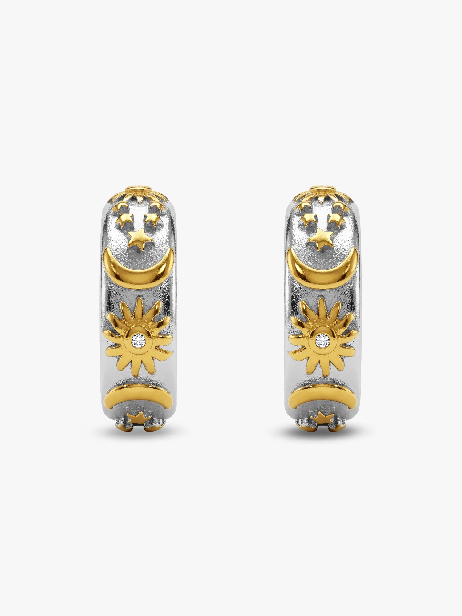 Duo Shine Dual Tone J Stud Earrings - Image 4