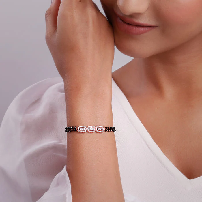 Rose Gold Zircon Radiant Mangalsutra Bracelet - Image 3