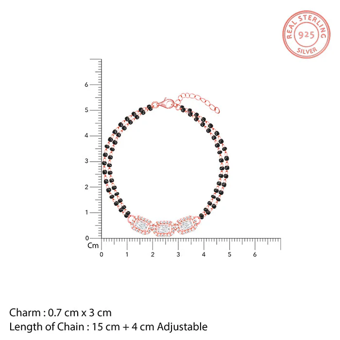 Rose Gold Zircon Radiant Mangalsutra Bracelet - Image 4