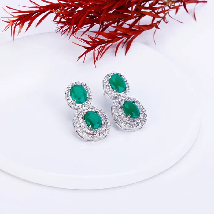 Silver Lovesick Green Earrings - Image 2