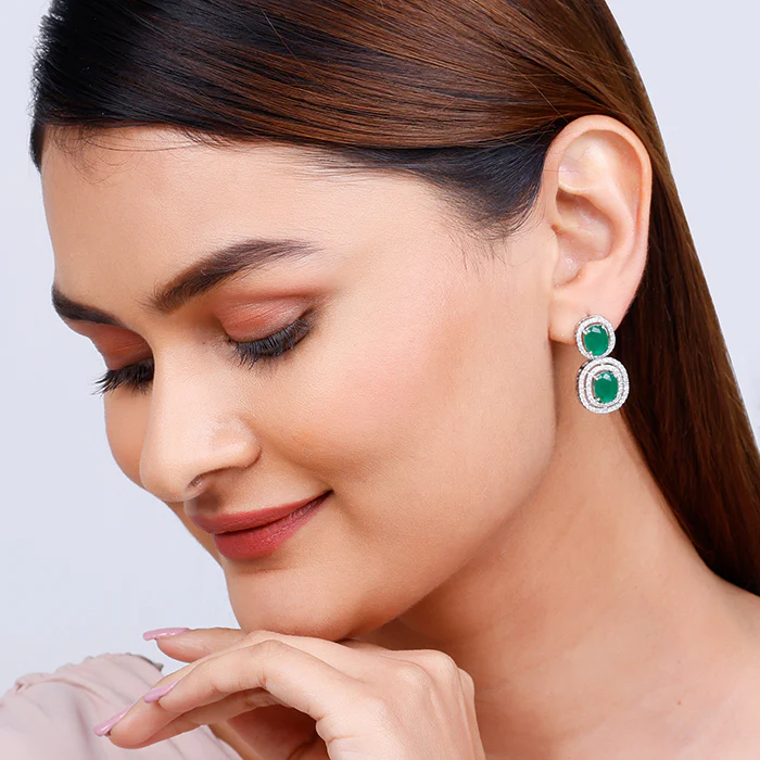 Silver Lovesick Green Earrings - Image 3
