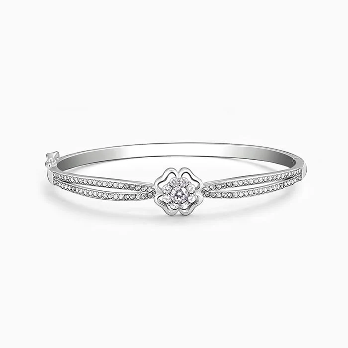 Silver Zircon Flower Bracelet