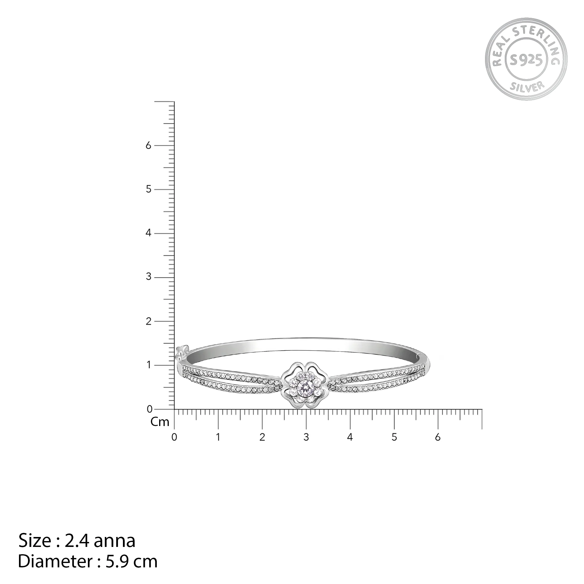 Silver Zircon Flower Bracelet - Image 5
