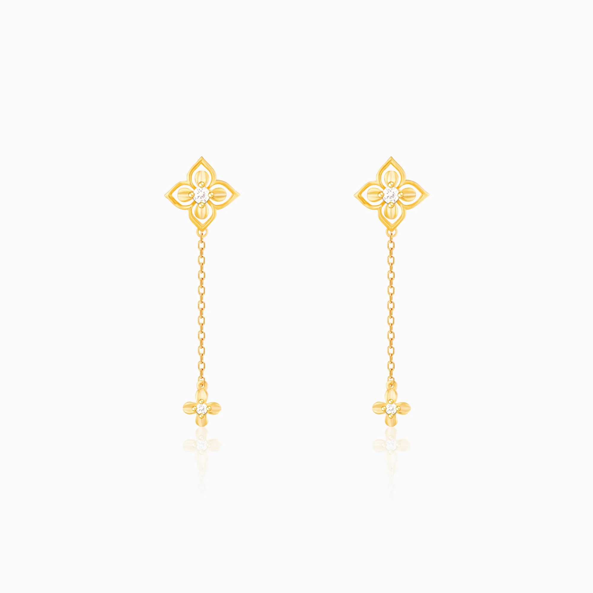 Golden Artsy Floral Earrings