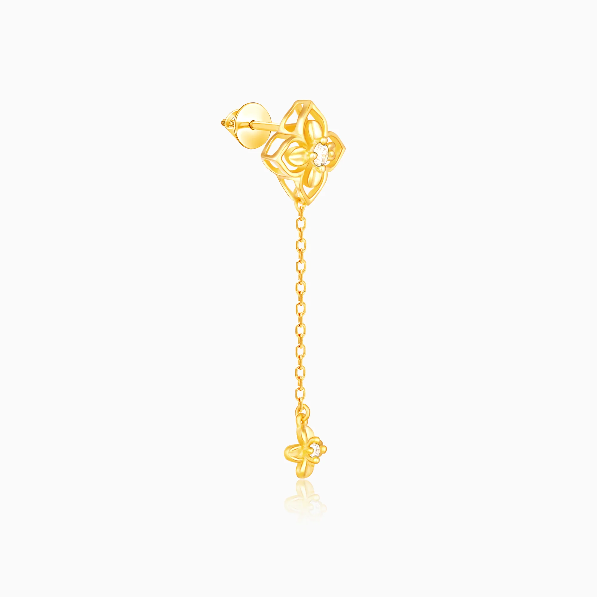 Golden Artsy Floral Earrings - Image 4
