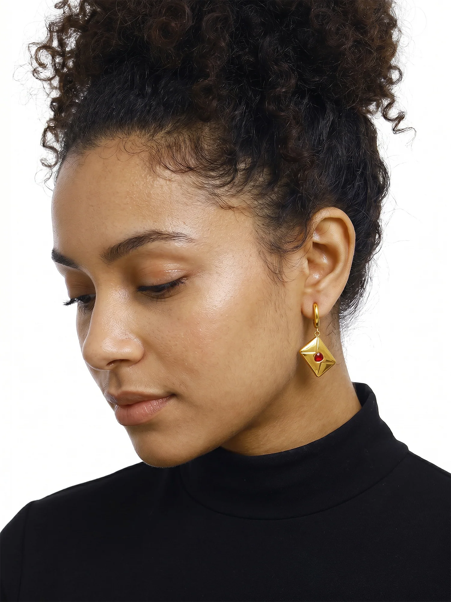Gem Curve Gold Plated Earrings - Image 3