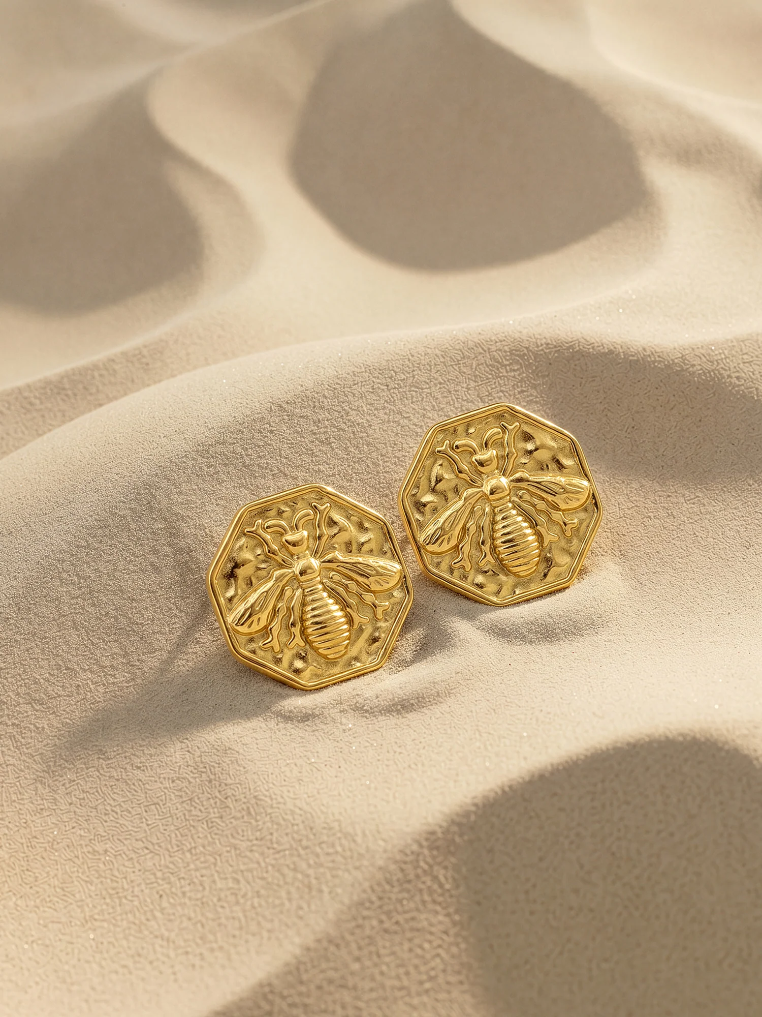 Geo Plate Gold Plated Studs - Image 2