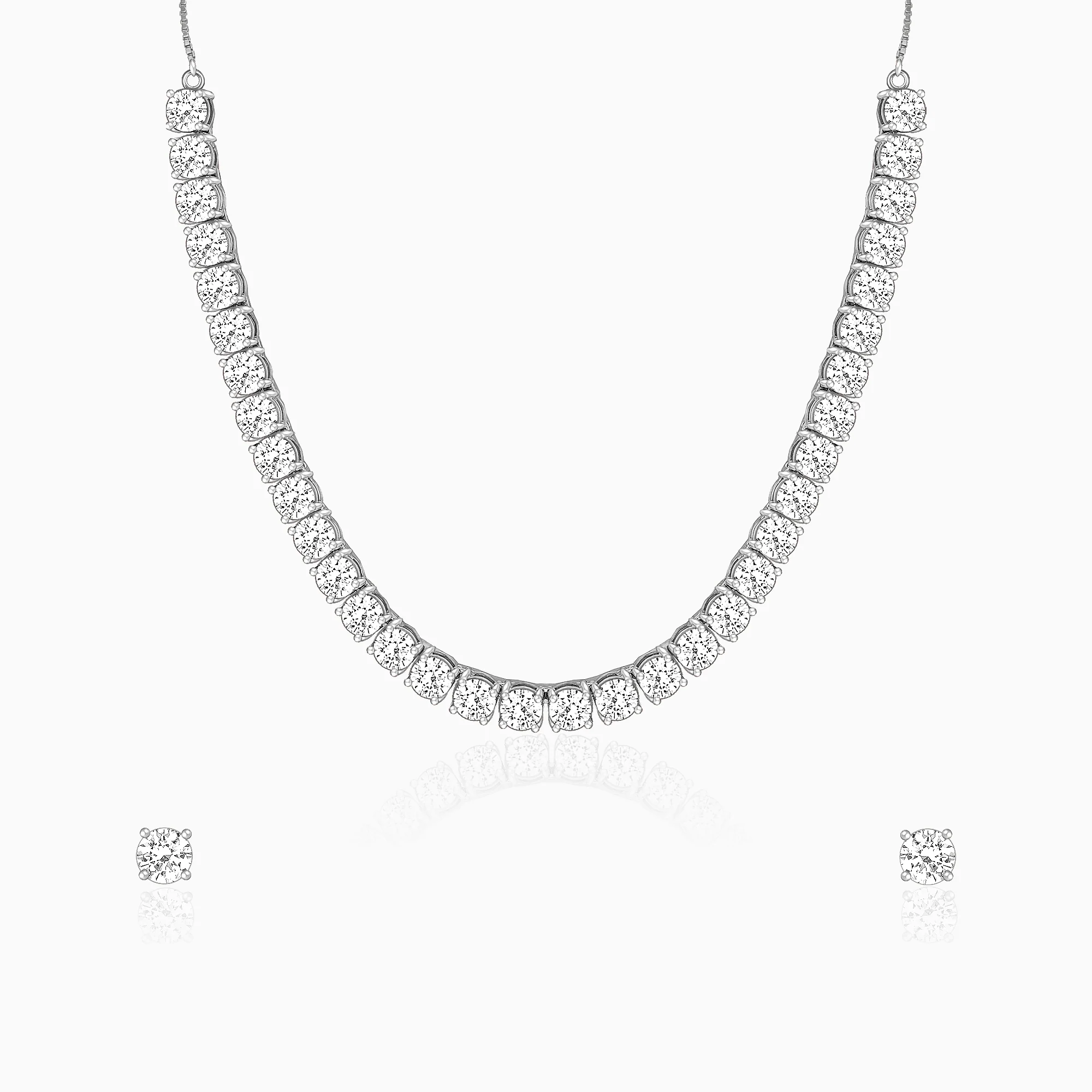 Silver Zircon Solitaire Set