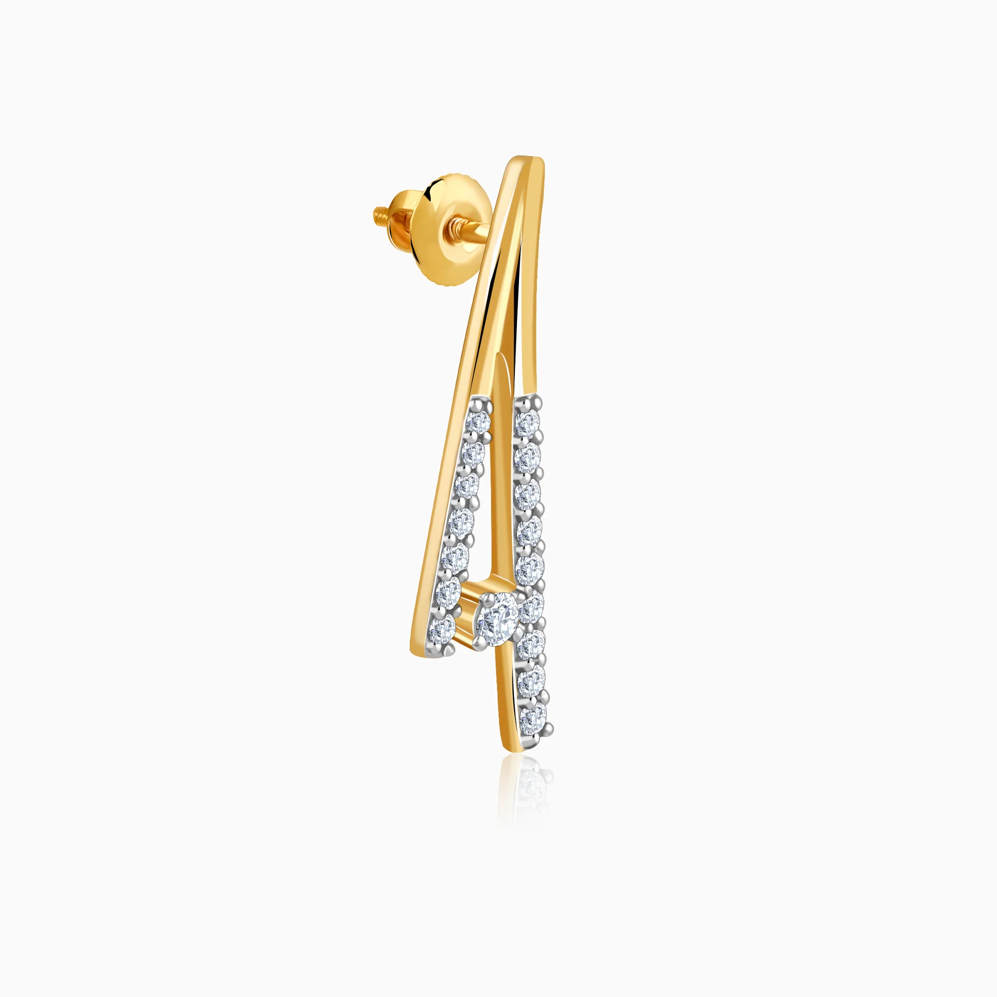 Gold Abstract Lab Grown Diamond Earrings - Image 4