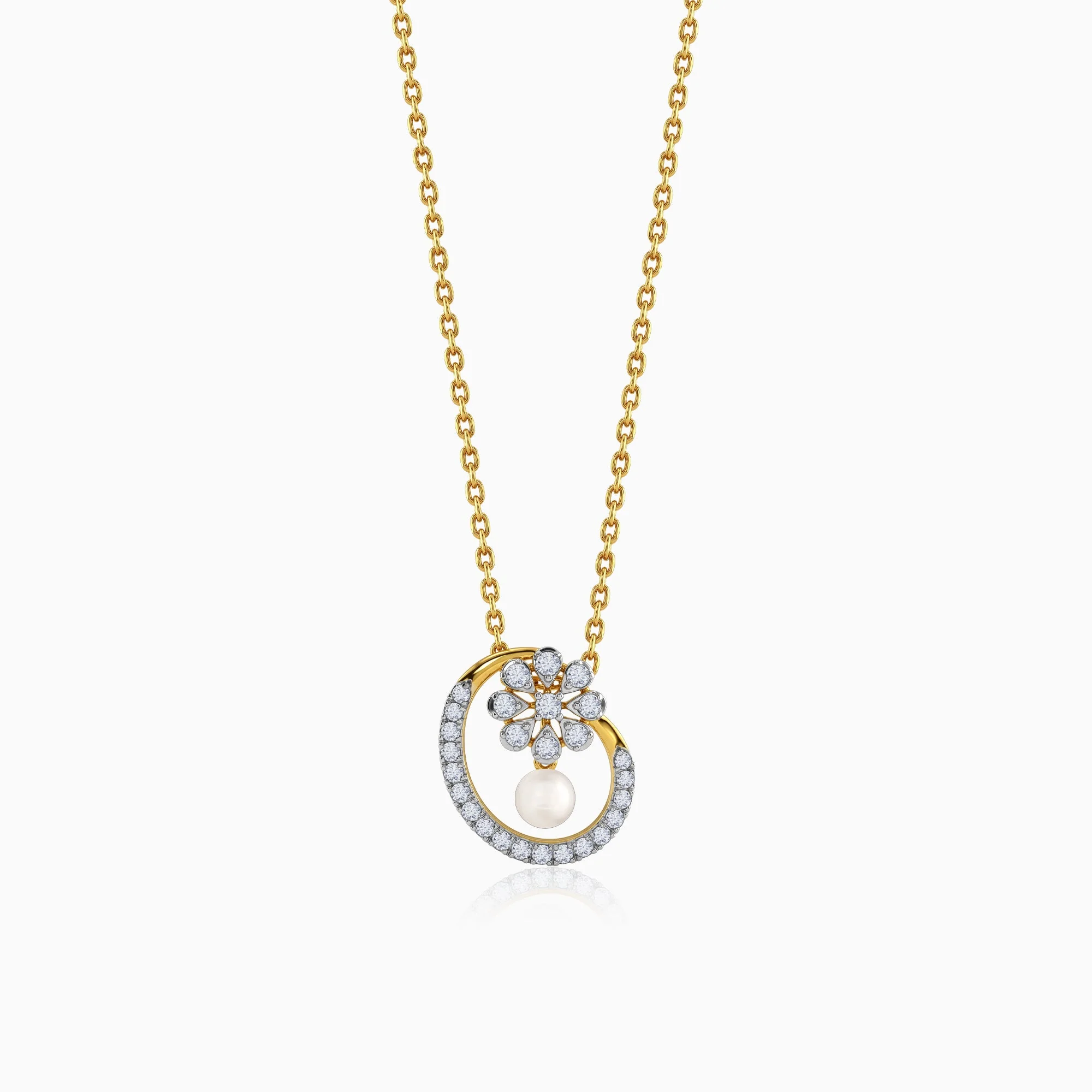 Gold Amata Floral Lab Grown Diamond Pendant
