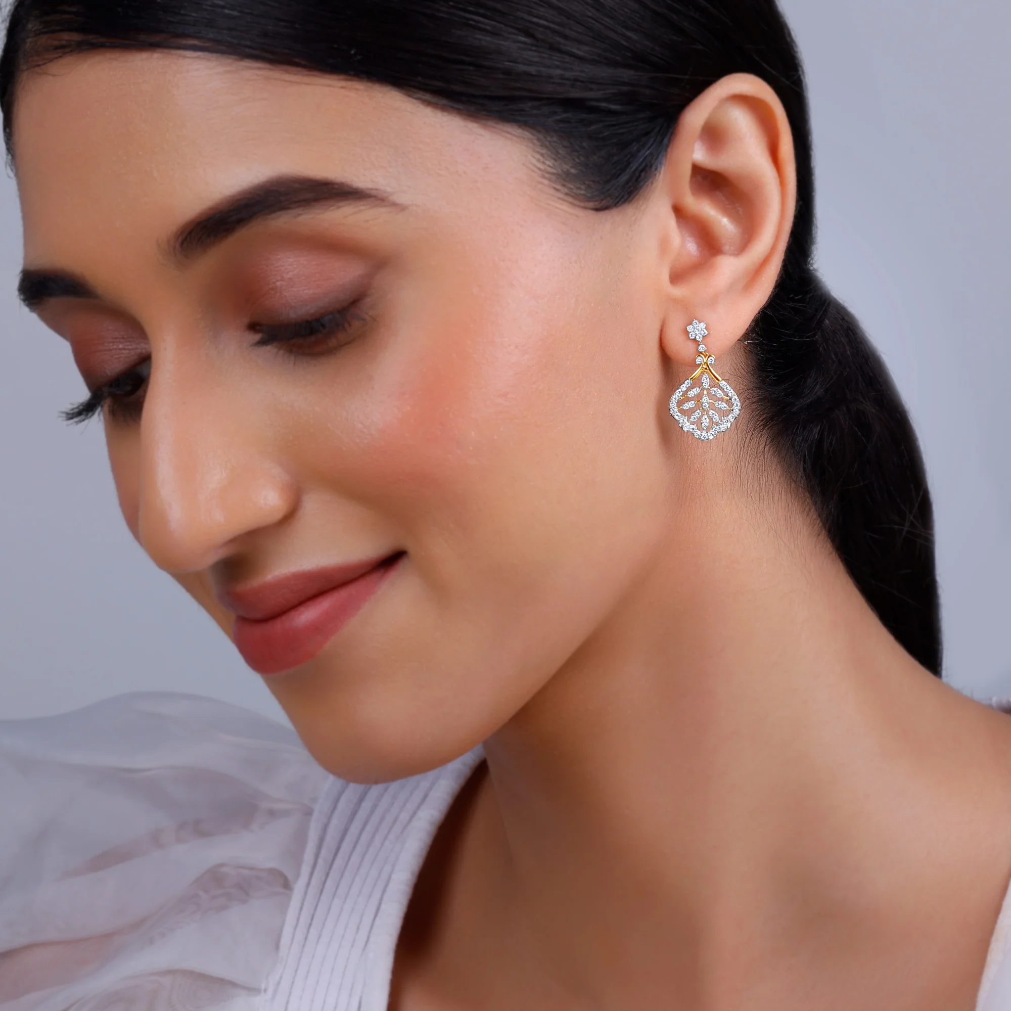 Gold Secret Garden Diamond Earrings - Image 3