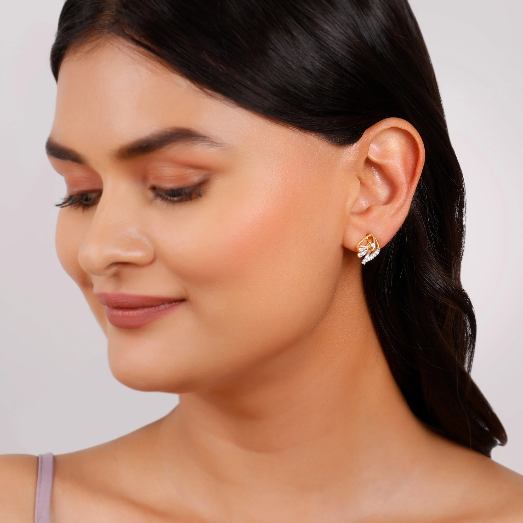 Gold Angular Lab Grown Diamond Studs - Image 3
