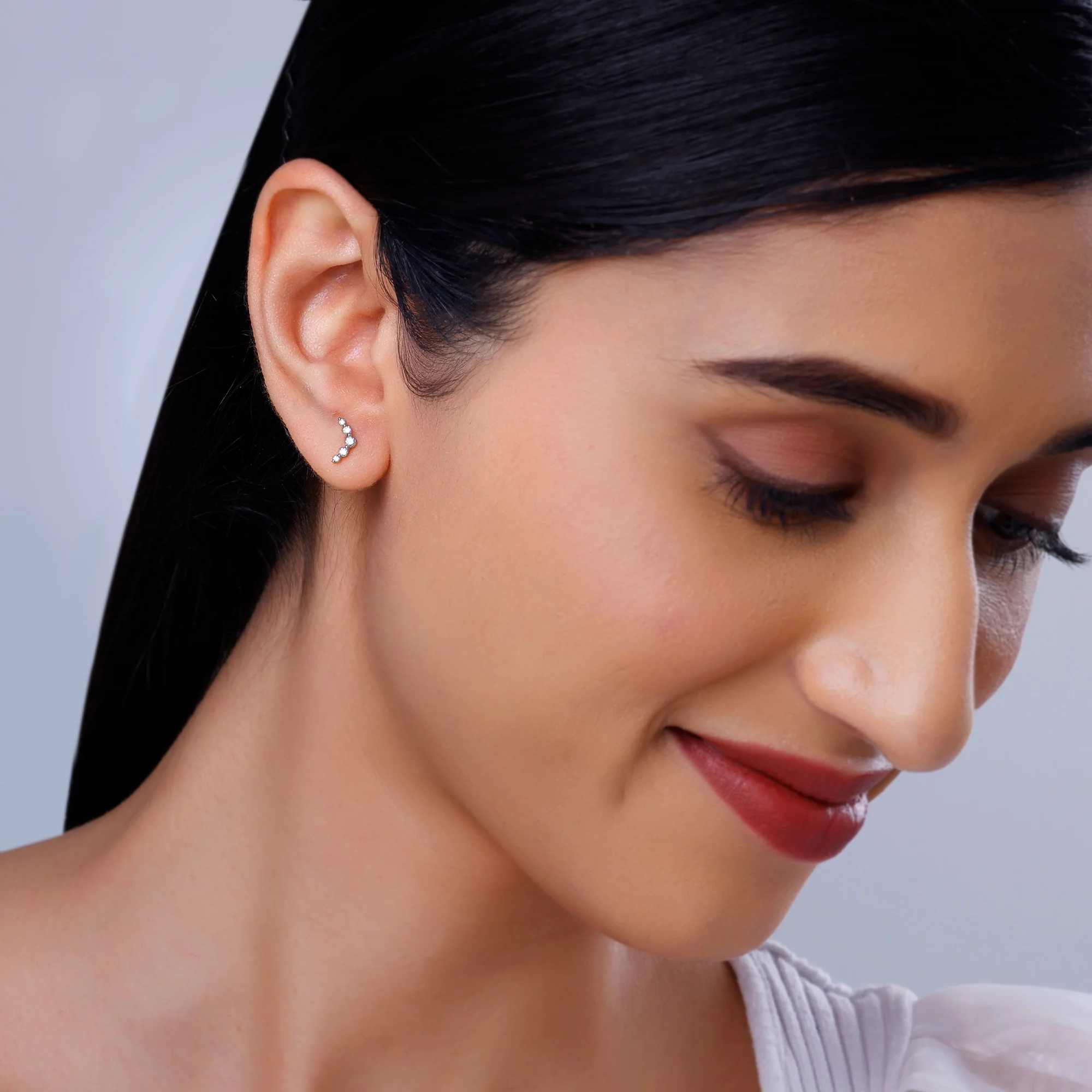 Gold Arc of Beauty Lab Grown Diamond Earrings - Image 3
