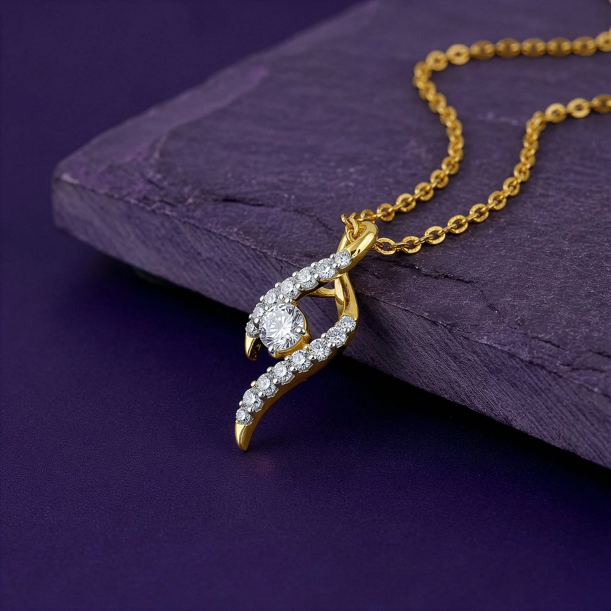 Gold Aurelia Spiral Lab Grown Diamond Pendant - Image 2
