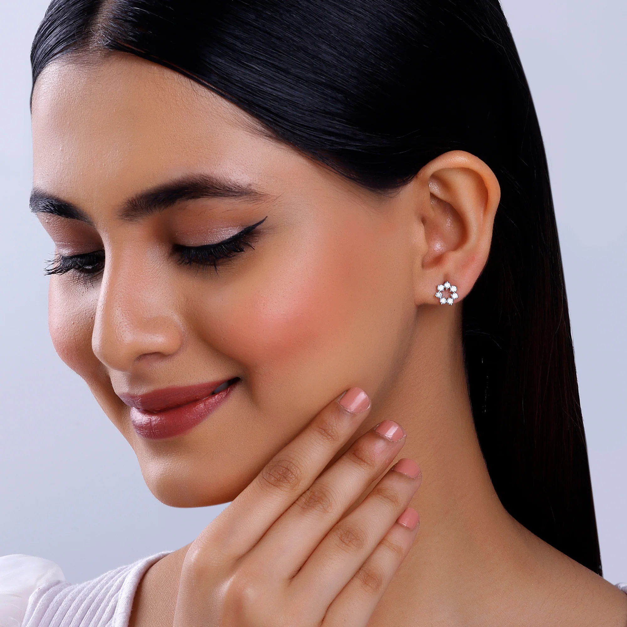 Gold Aureole Diamond Studs - Image 3