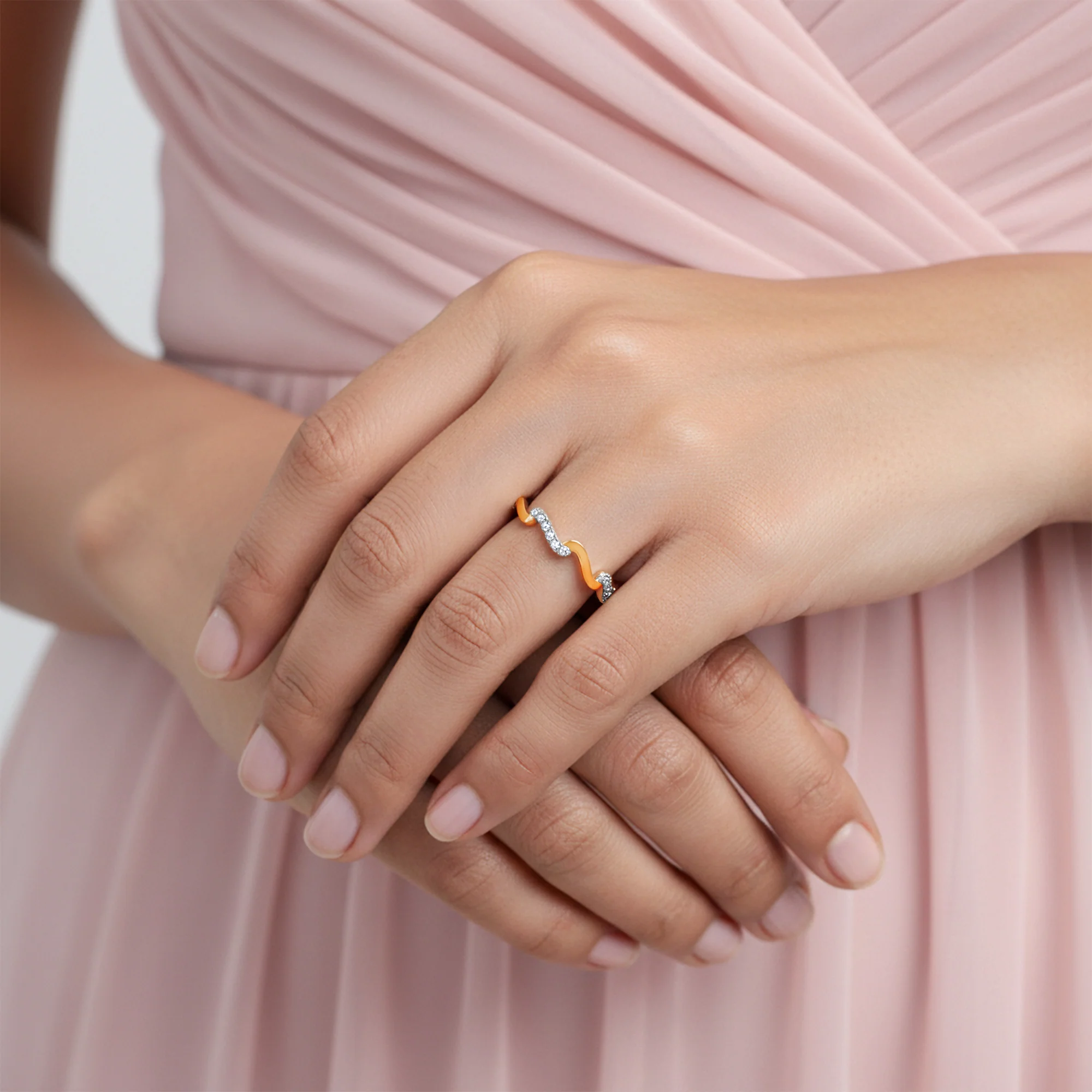 Gold Aurora Zigzag Lab Grown Diamond Ring - Image 3