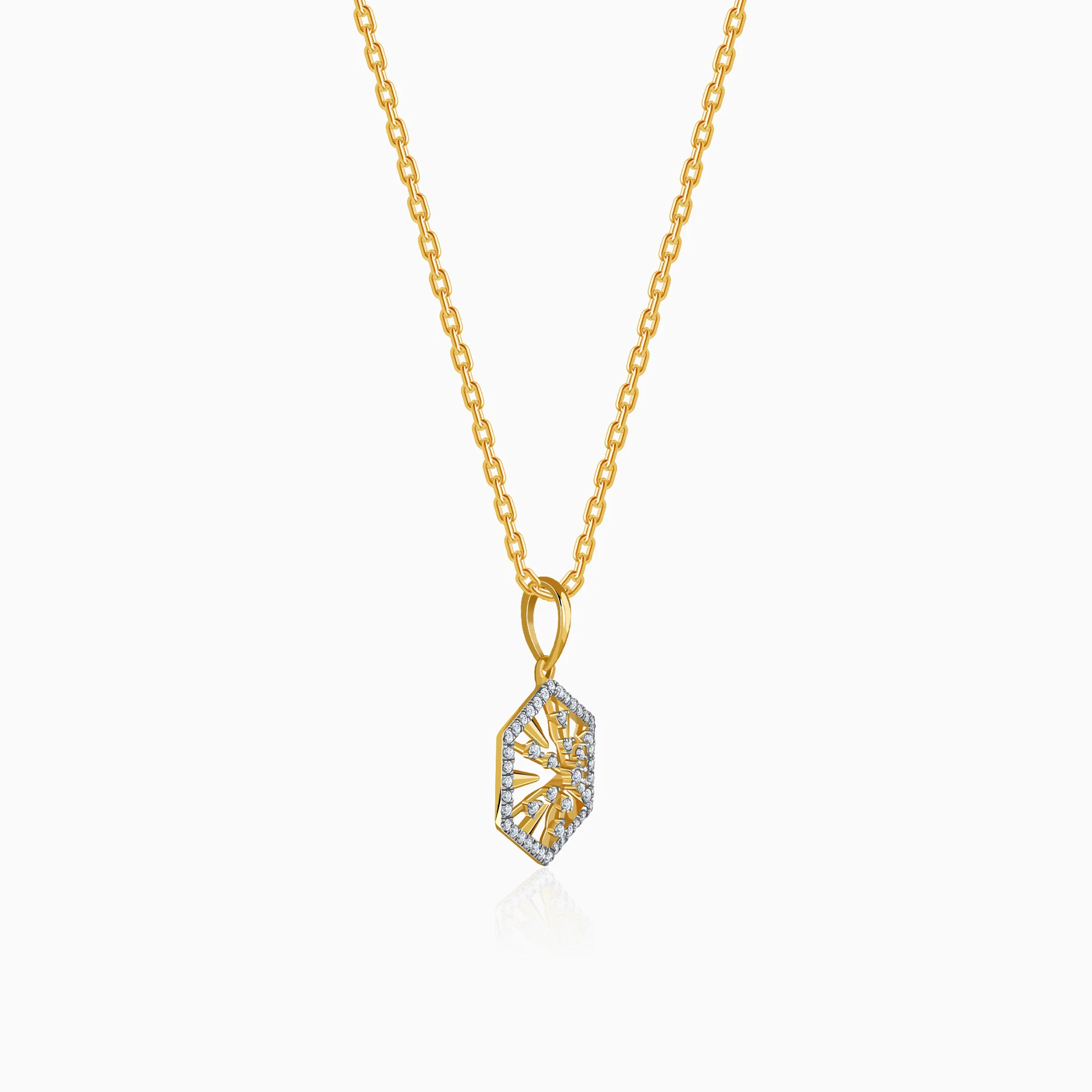 Gold Aurum Edge Lab Grown Diamond Pendant - Image 4
