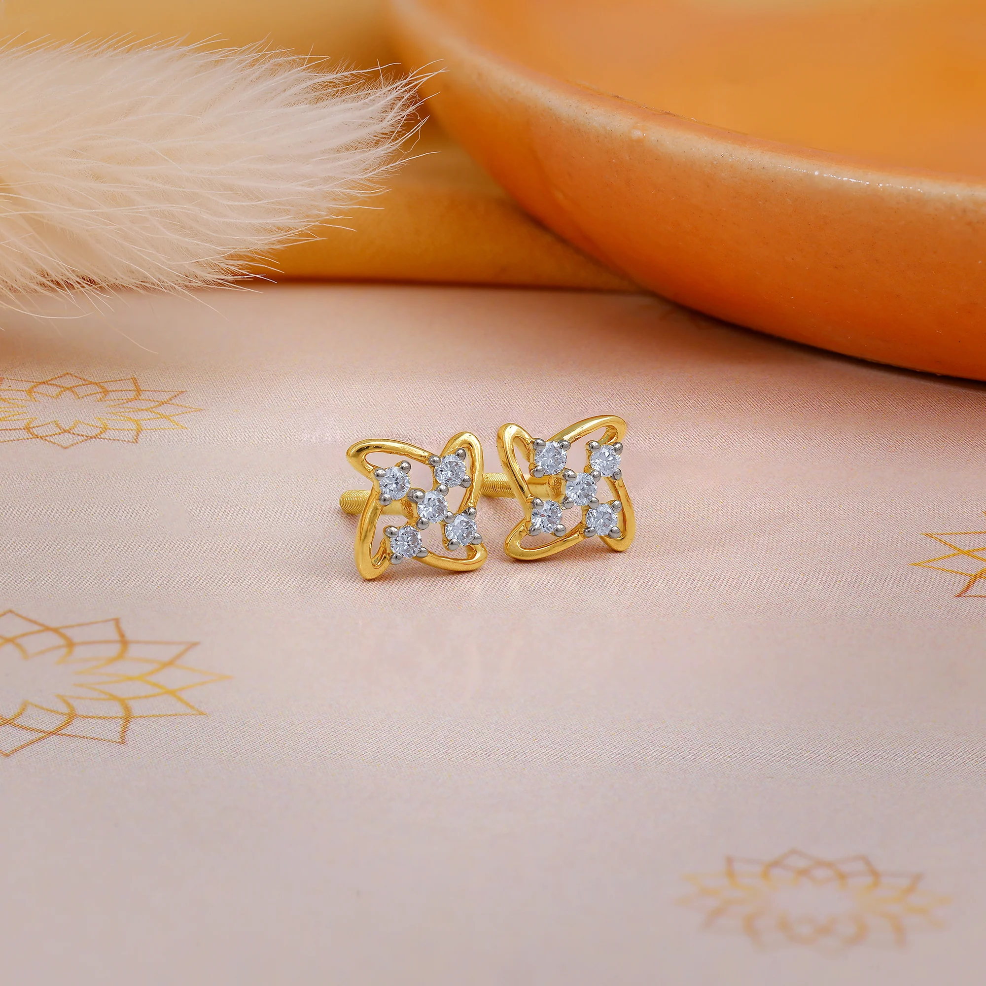 Gold Beigoma Lab Grown Diamond Studs - Image 2