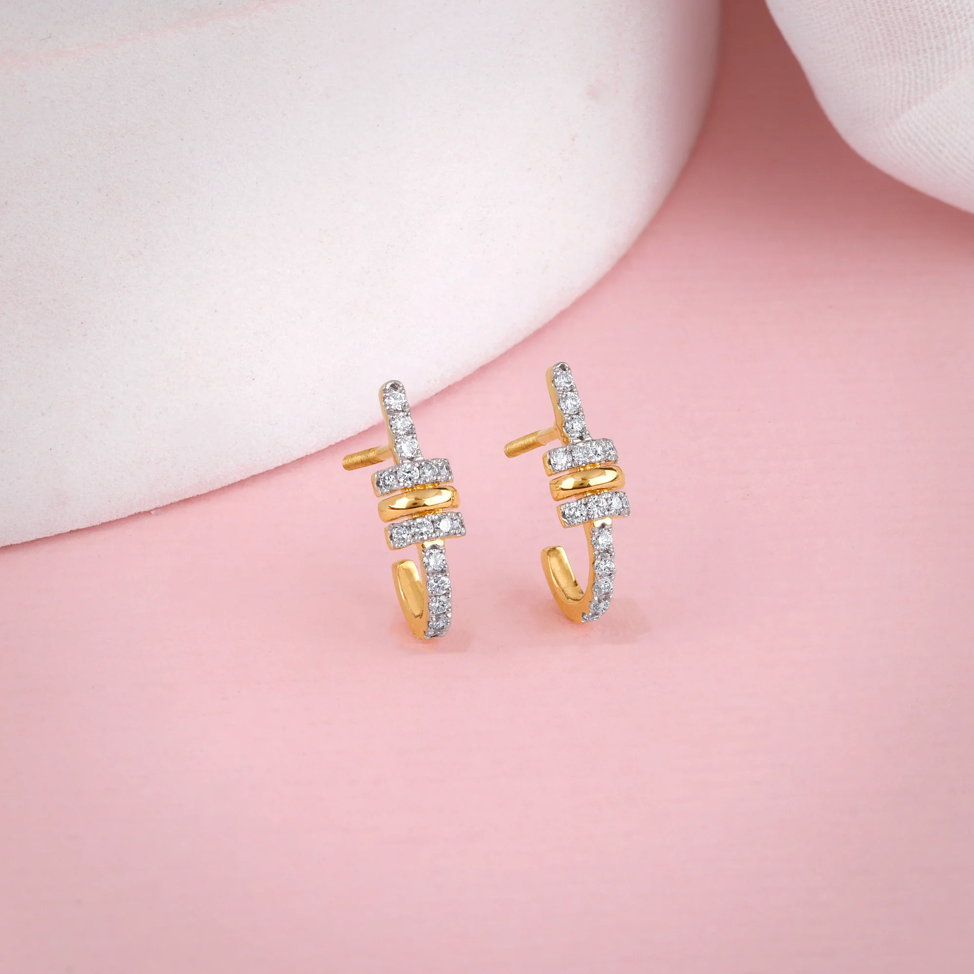 Gold Bela J Hoops Lab Grown Diamond Earrings - Image 2