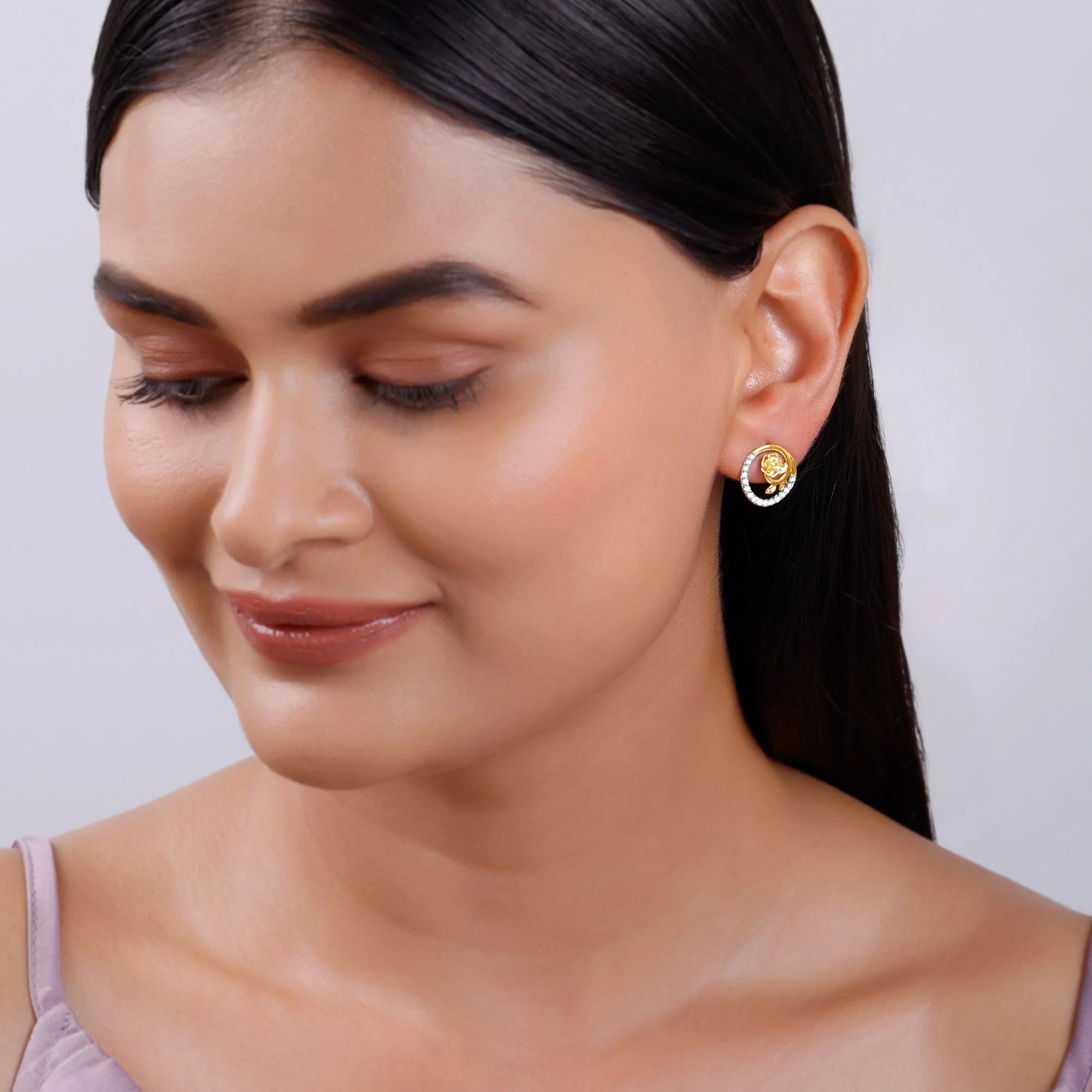 Gold Blissful Shine Lab Grown Diamond Stud Earrings - Image 3