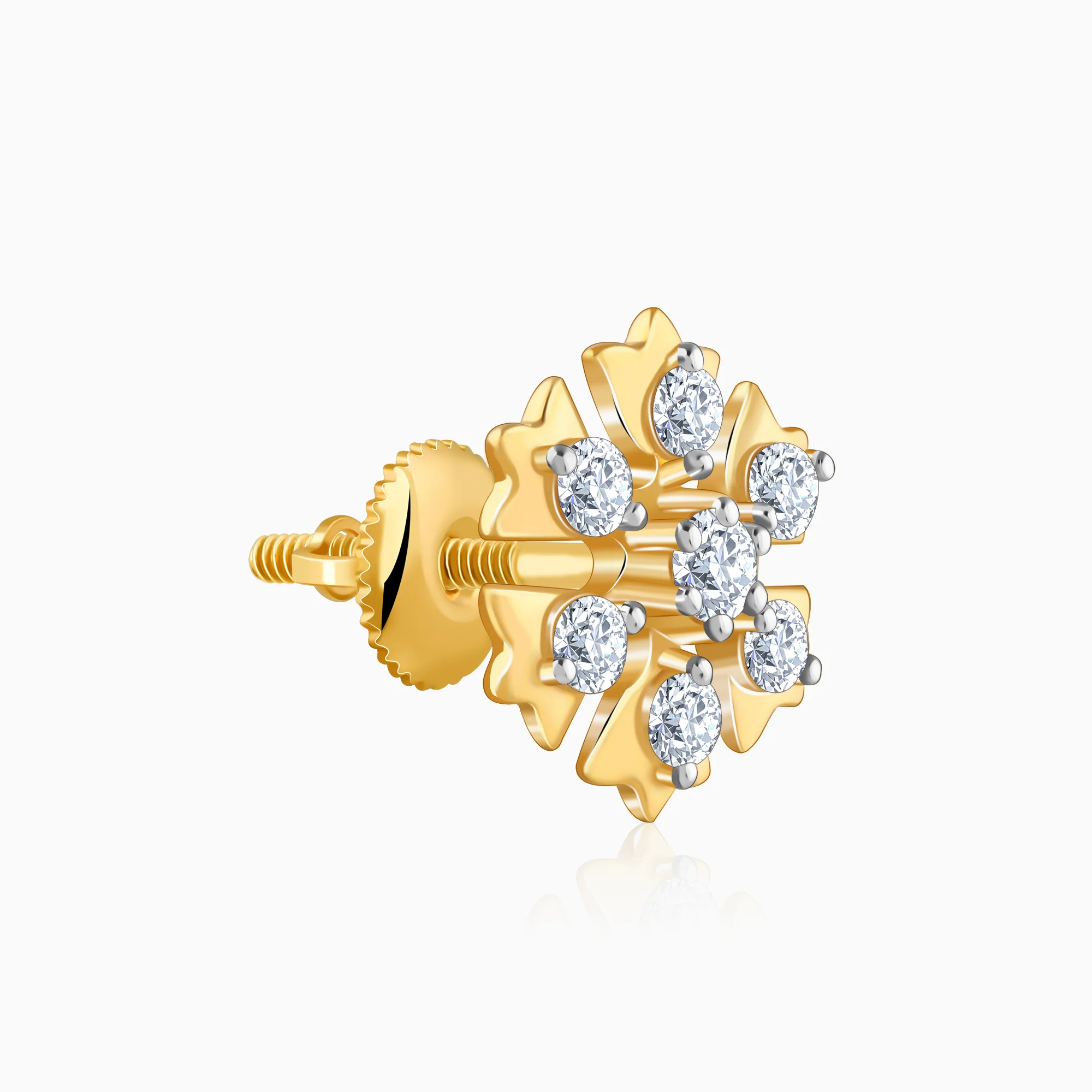Gold Bloom Bliss Lab Grown Diamond Stud Earrings - Image 4