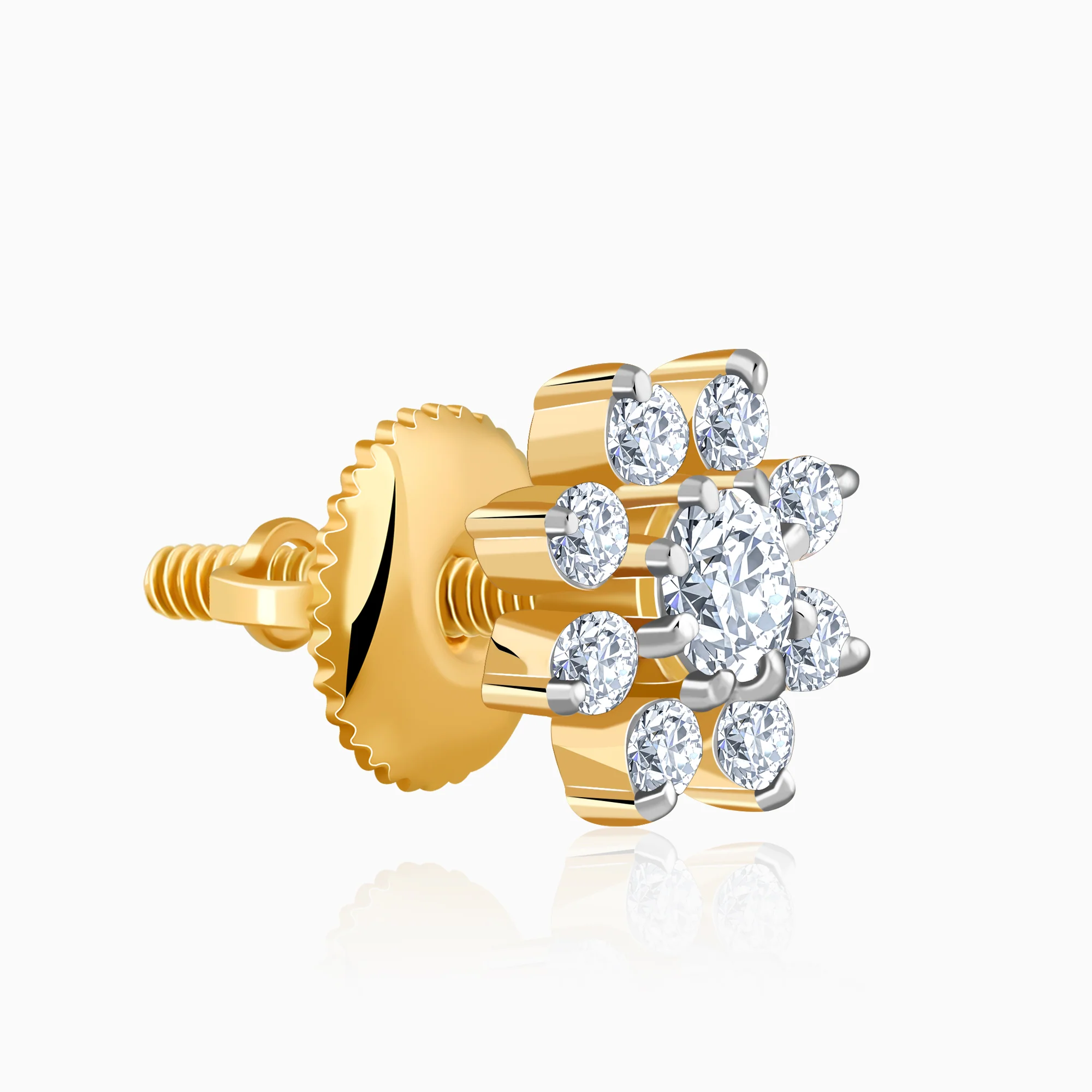 Gold Blooming Cluster Lab Grown Diamond Stud Earrings - Image 4