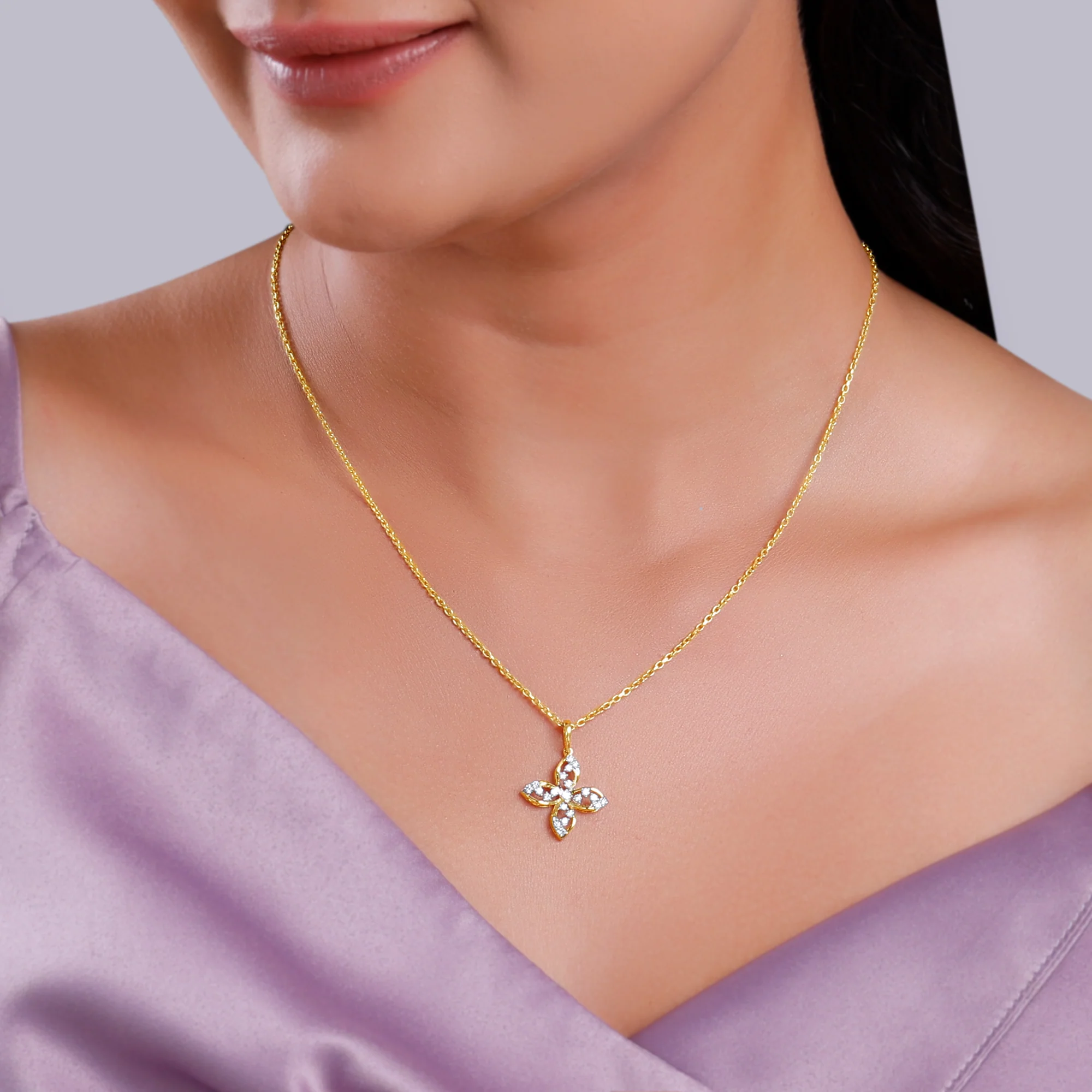 Gold Blooming Lab Grown Diamond Pendant - Image 3