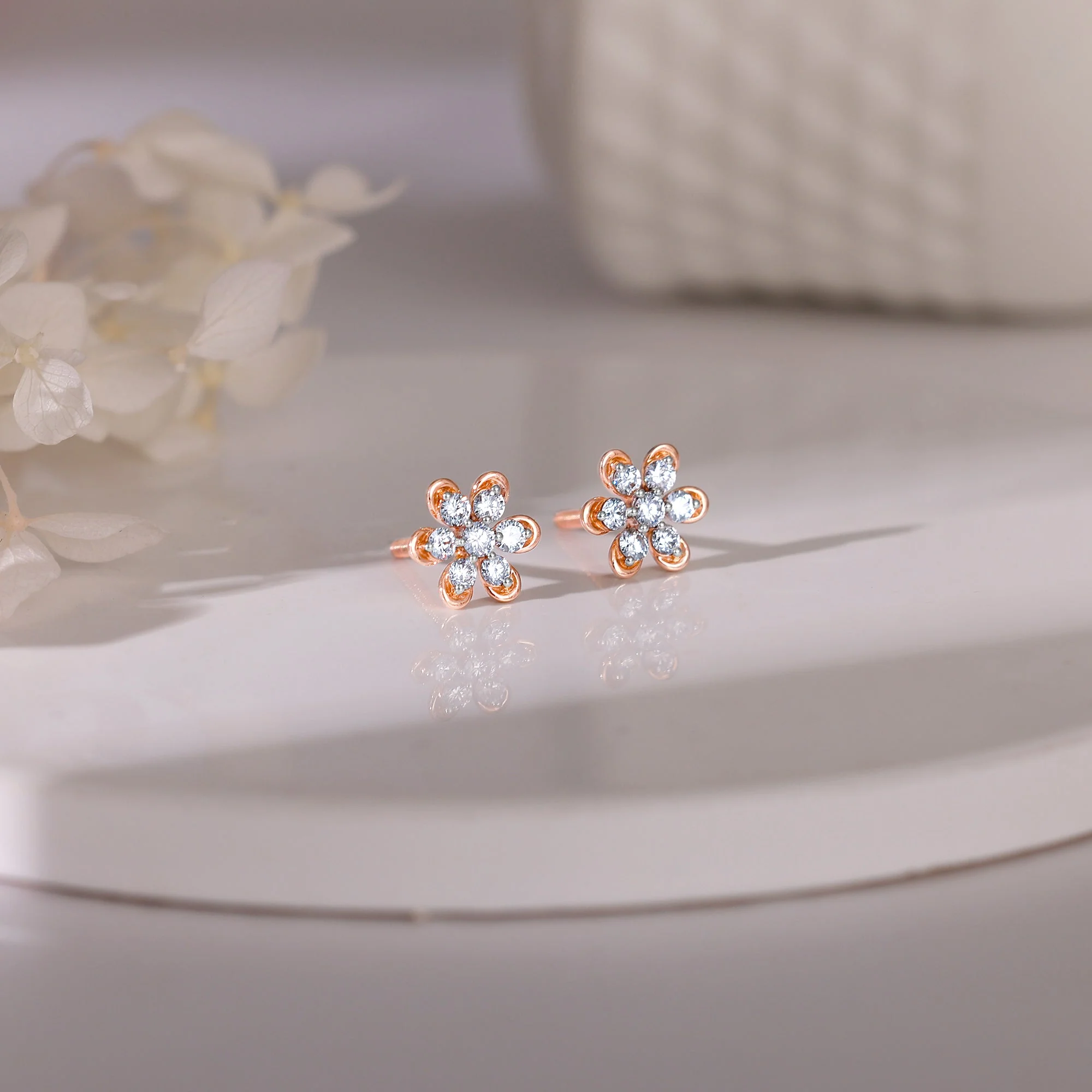 Gold Blossom Burst Diamond Earrings - Image 2