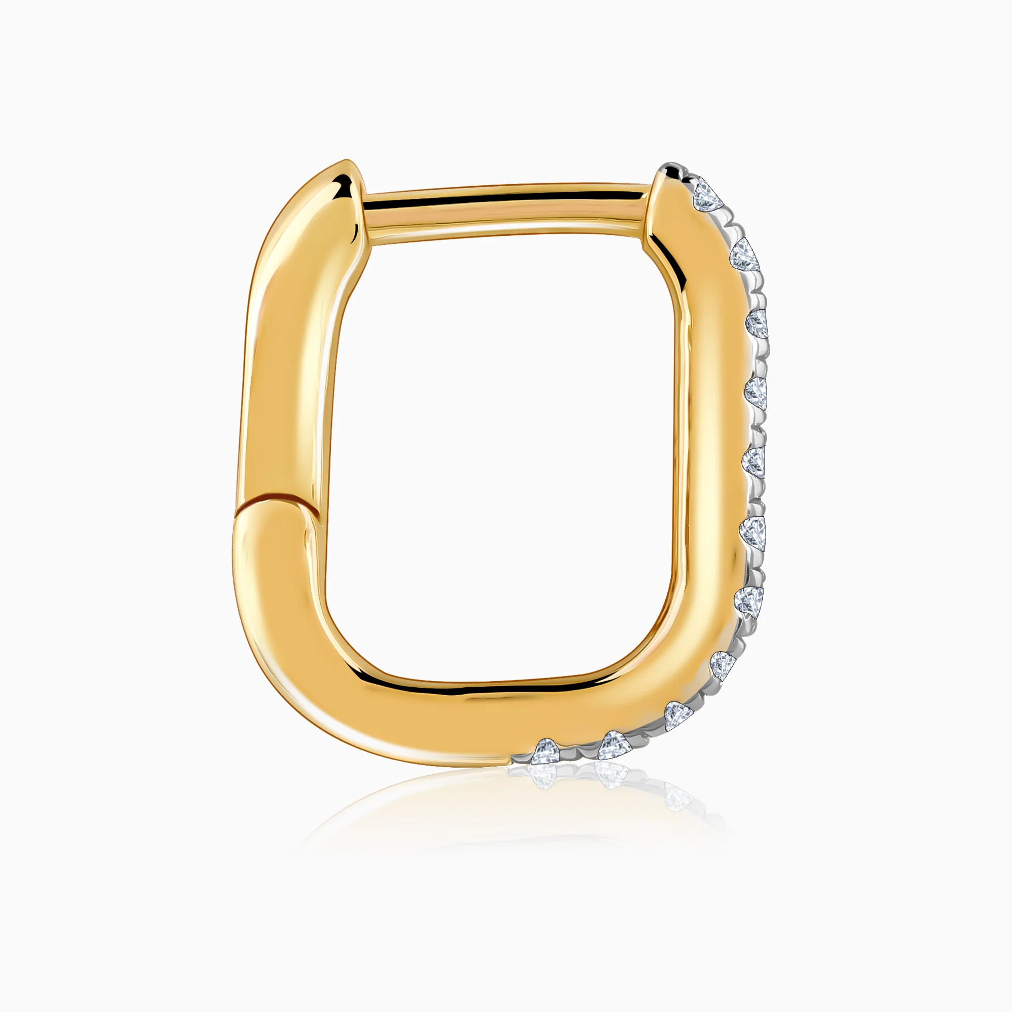 Gold Bold Circles Diamond J Hoop Earrings - Image 5