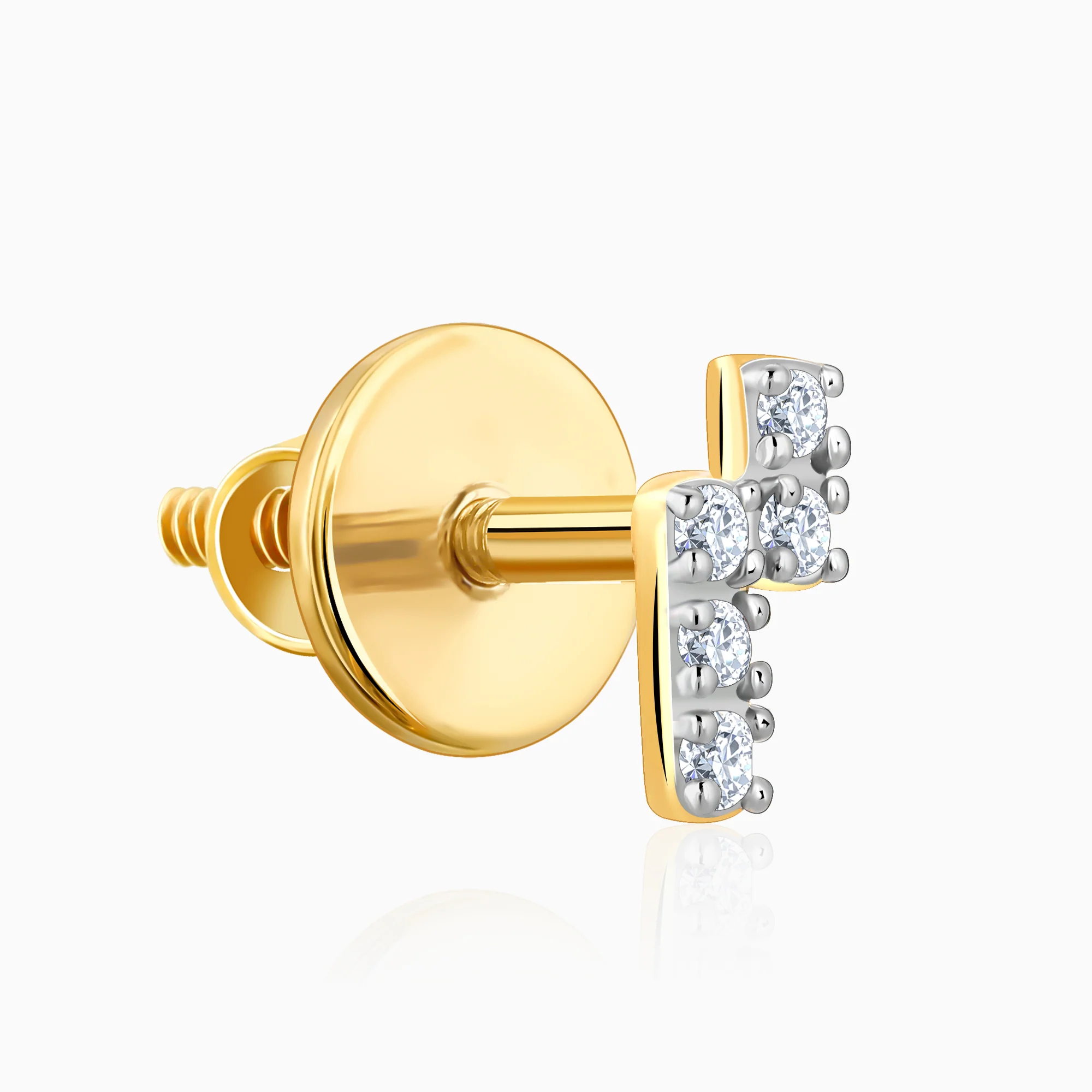 Gold Bolt Lab Grown Diamond Earrings - Image 4