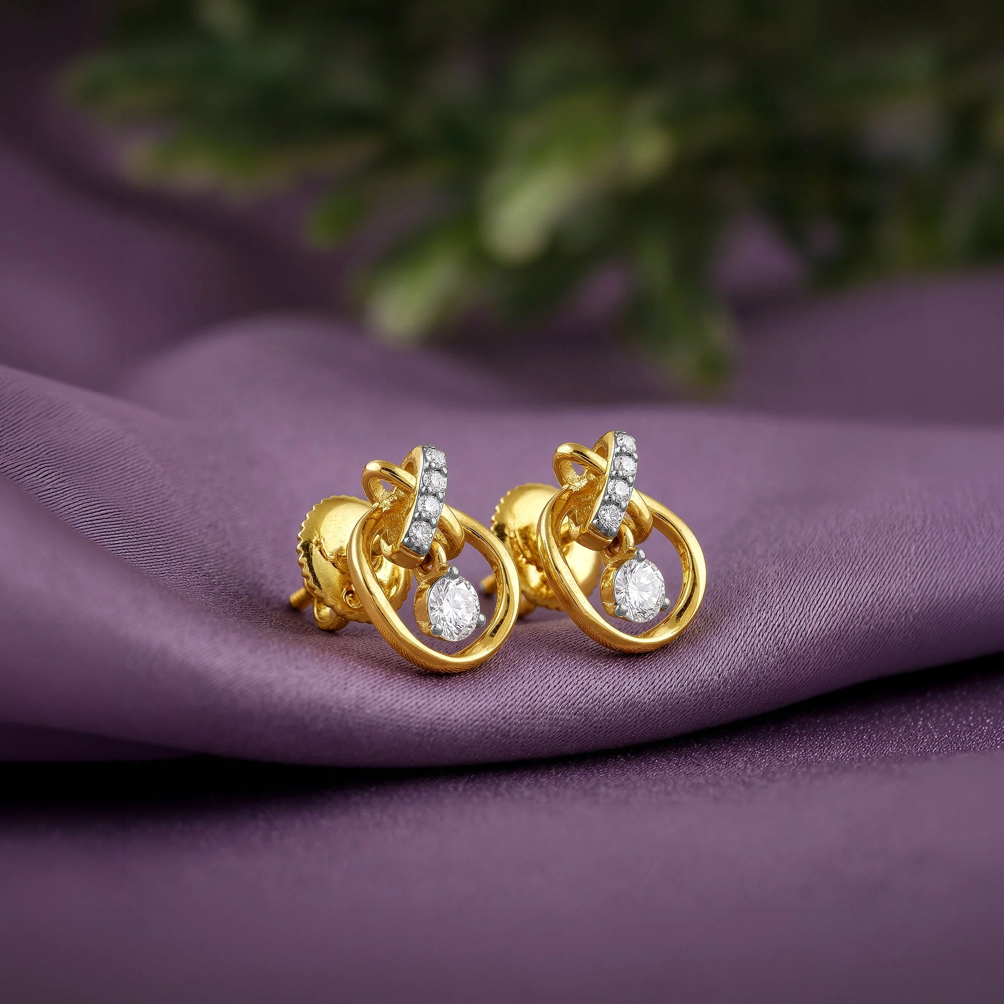 Gold Borealis Lab grown Diamond Earrings - Image 2