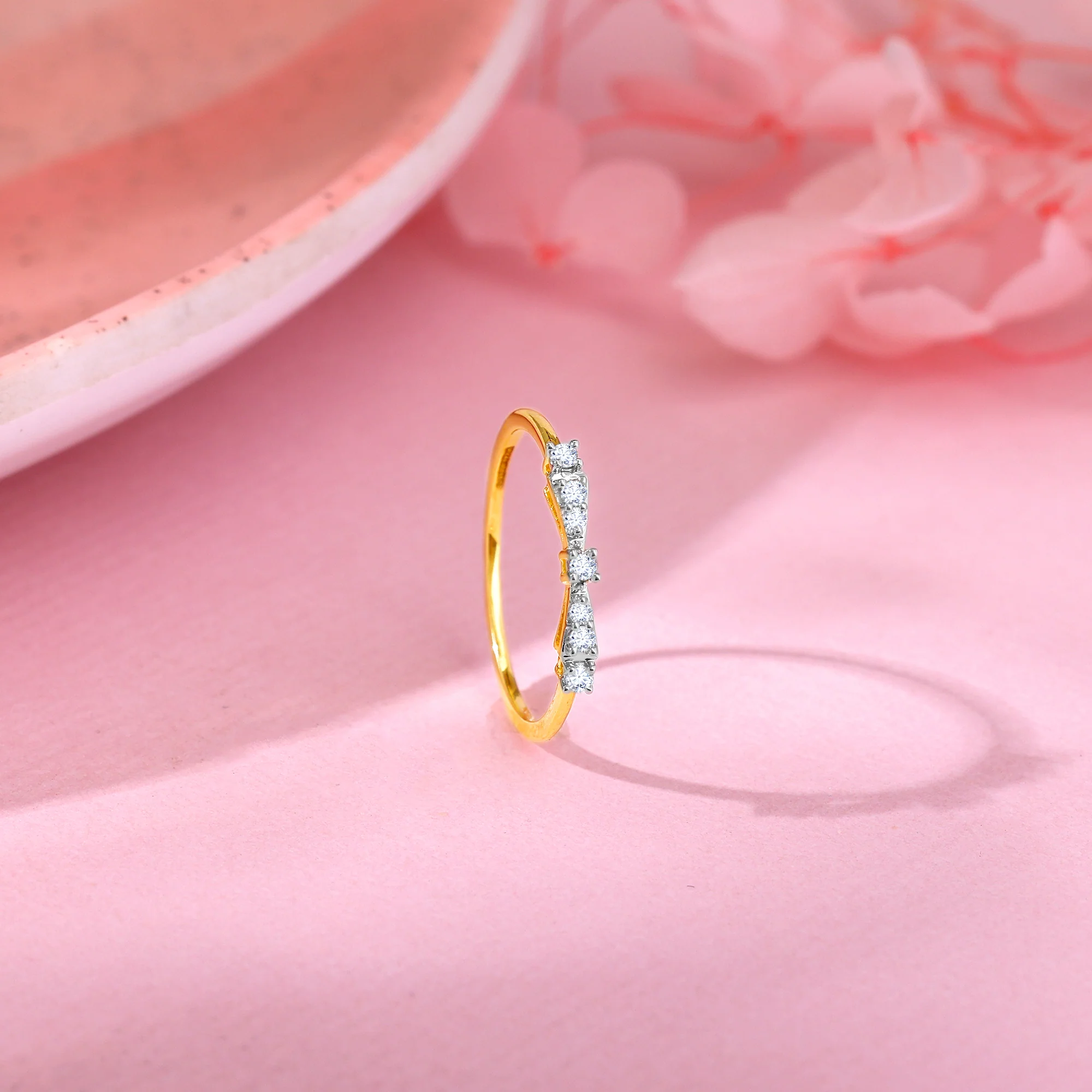 Gold Bow Diamond Ring - Image 2