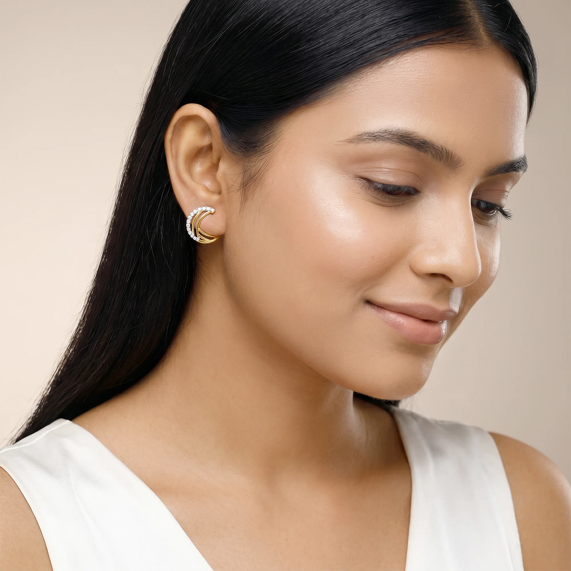 Gold Brigitte Lab Grown Diamond Earrings - Image 3