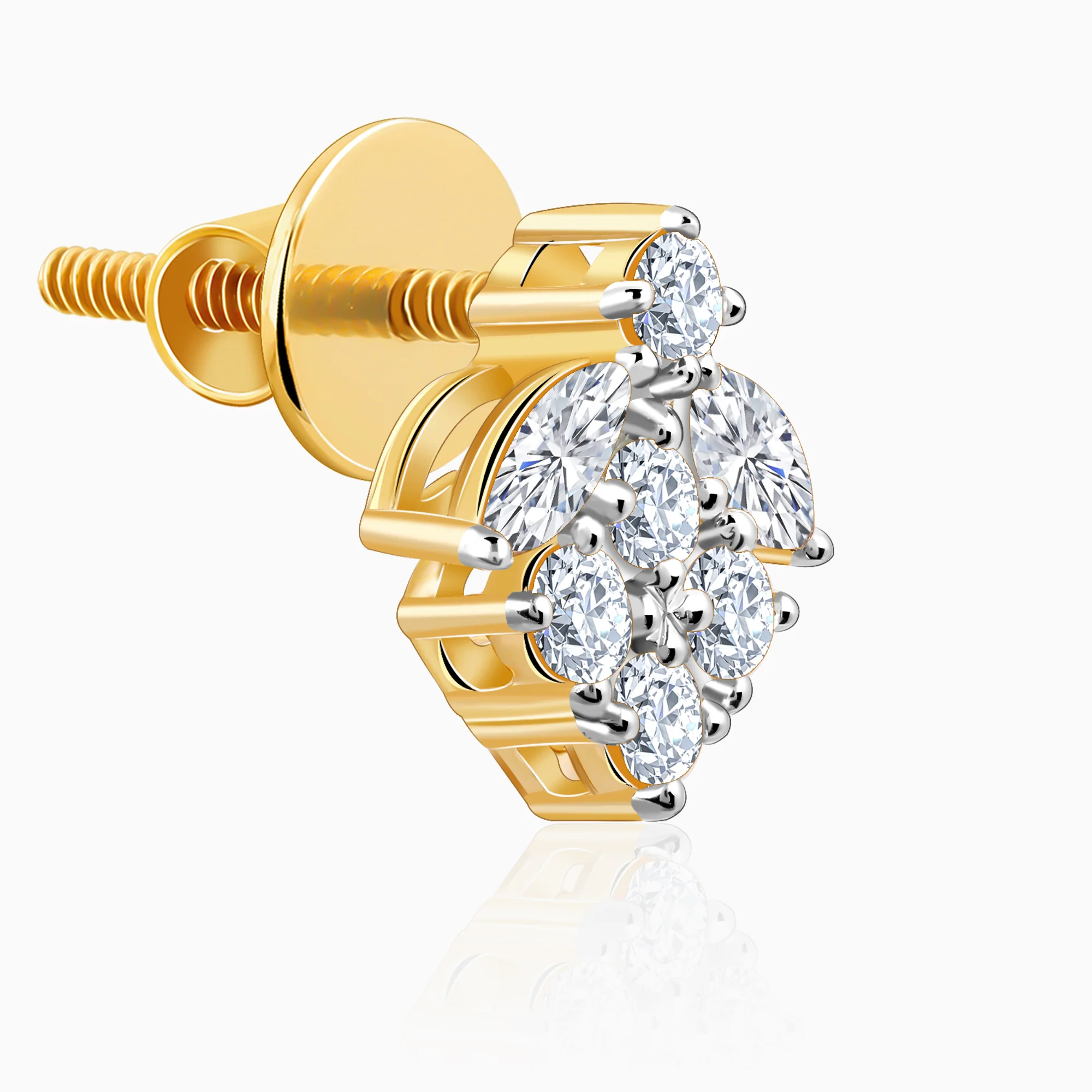 Gold Buti Lab Grown Diamond Earrings - Image 4