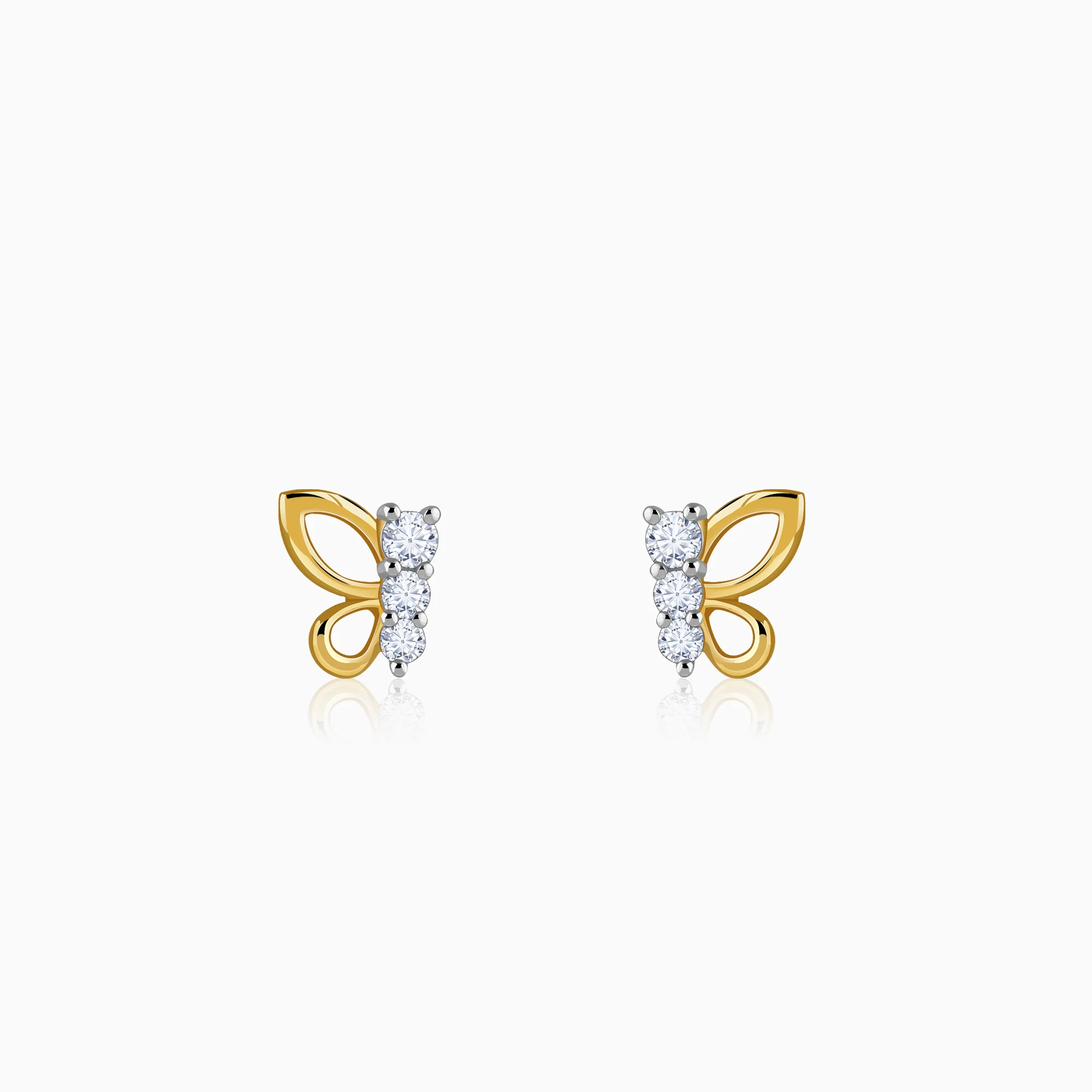 Gold Butterfly Poise Lab Grown Diamond Earrings