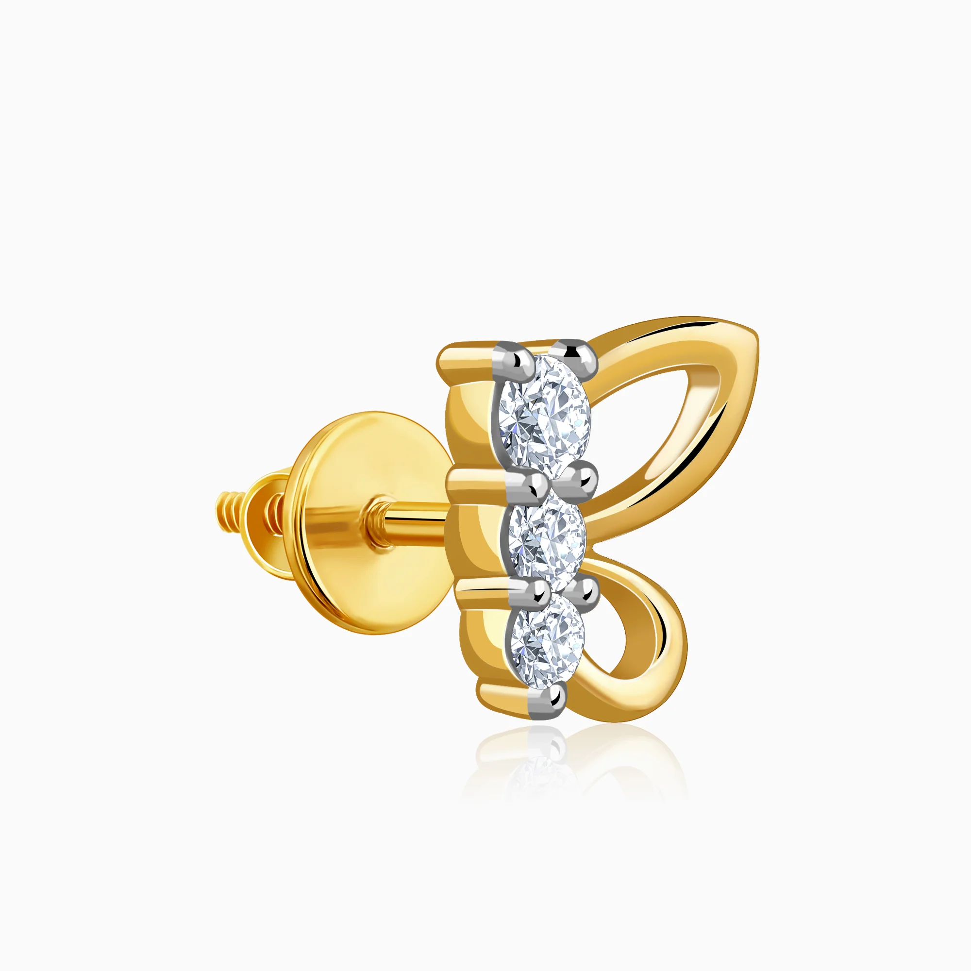 Gold Butterfly Poise Lab Grown Diamond Earrings - Image 4