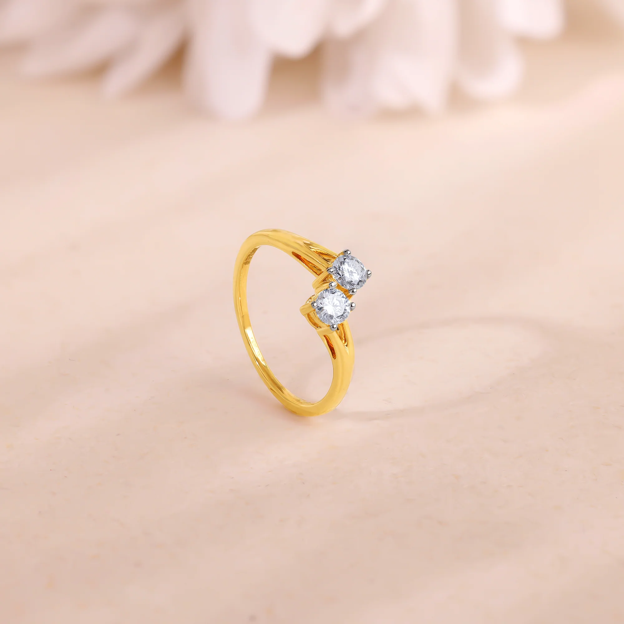 Gold Bypass Duo Solitaire Lab Grown Diamond Ring - Image 2