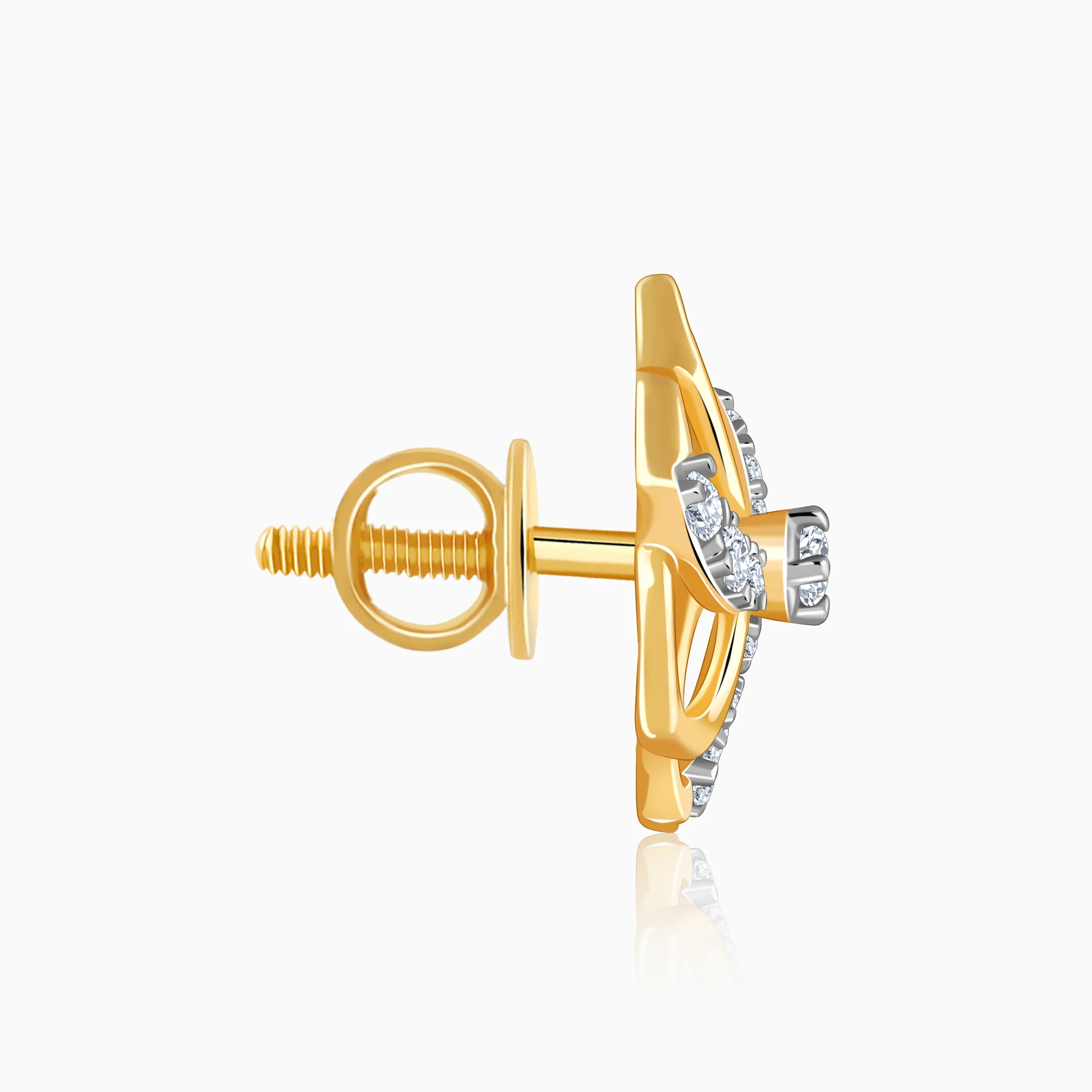 Gold Camellia Floral Lab Grown Diamond Earrings - Image 5