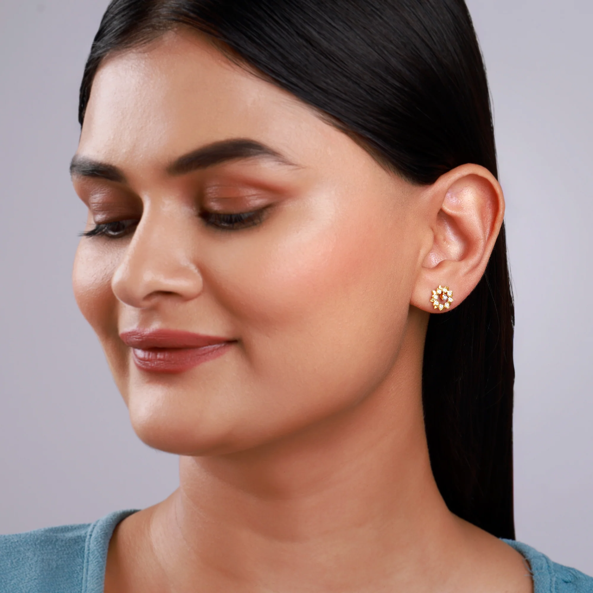 Gold Celeste Bloom Lab Grown Diamonds Earrings - Image 3