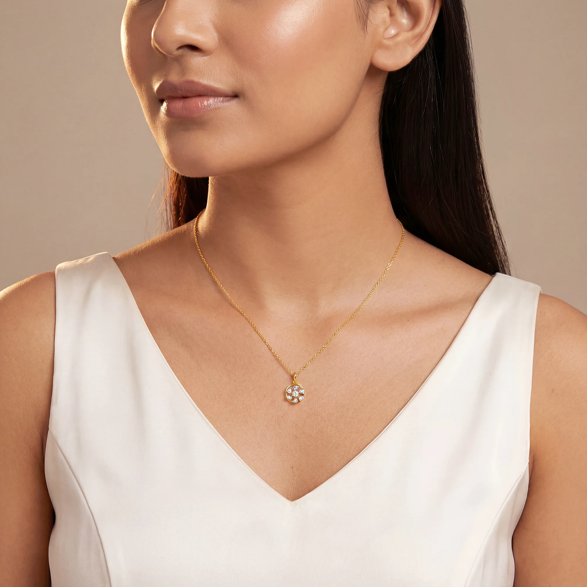 Gold Celeste Circle Lab Grown Diamond Pendant - Image 3
