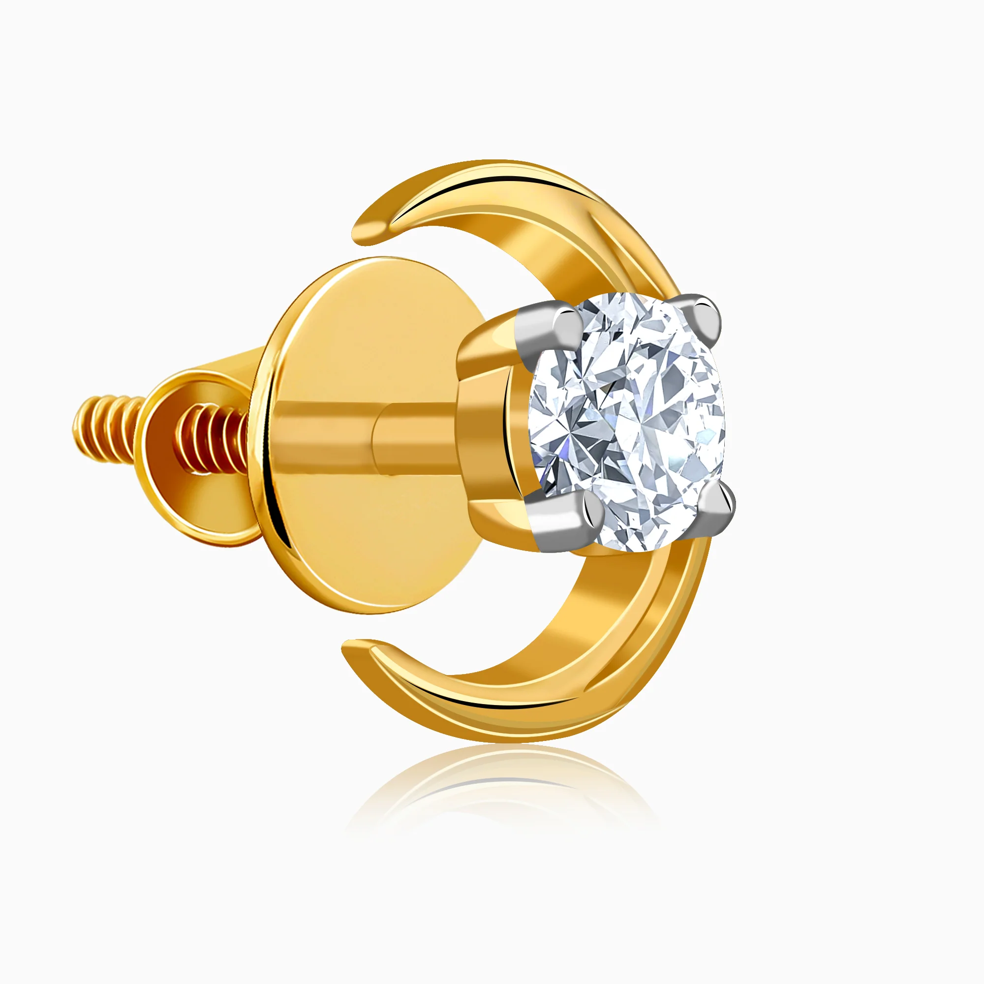 Gold Celestial Curve Lab Grown Diamond Earrings - Image 4