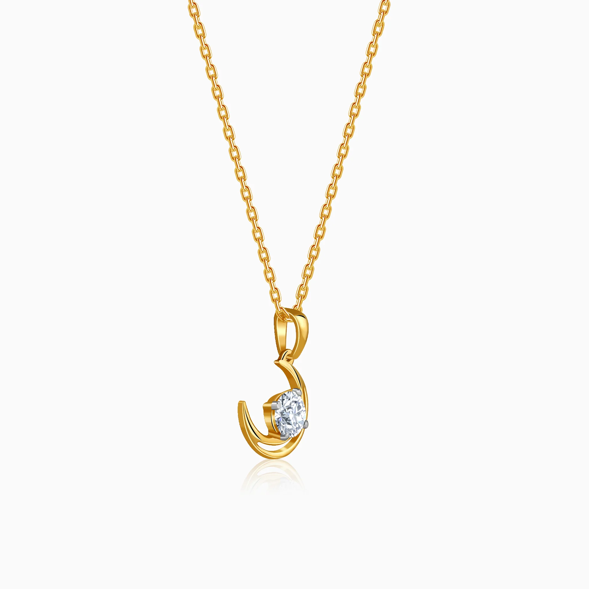 Gold Celestial Curve Lab Grown Diamond Pendant - Image 4