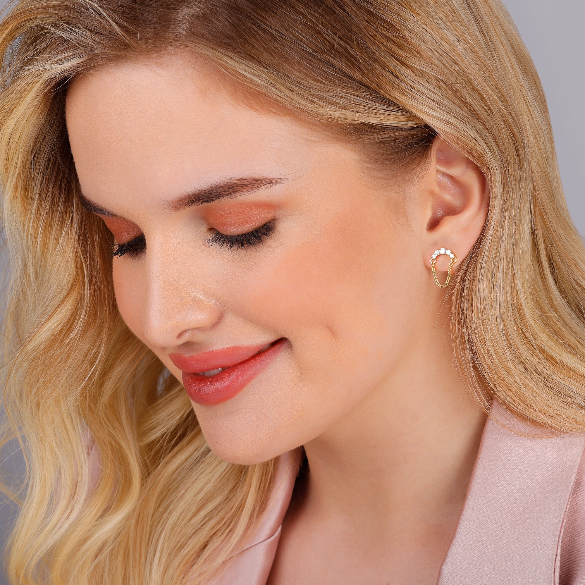 Gold Chained Charisma Diamond Earrings - Image 3