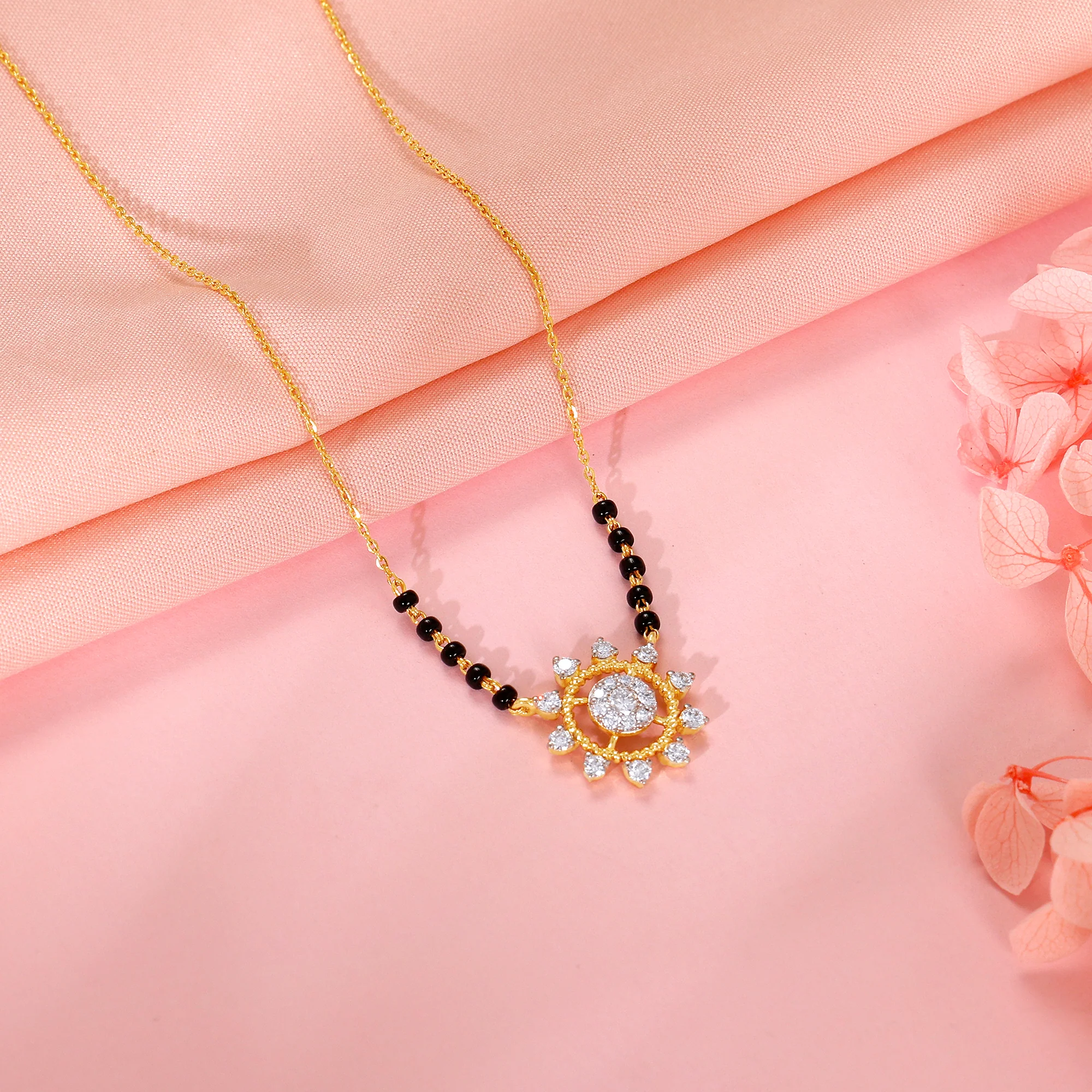 Gold Chandramukhi Lab Grown Diamond Mangalsutra - Image 2