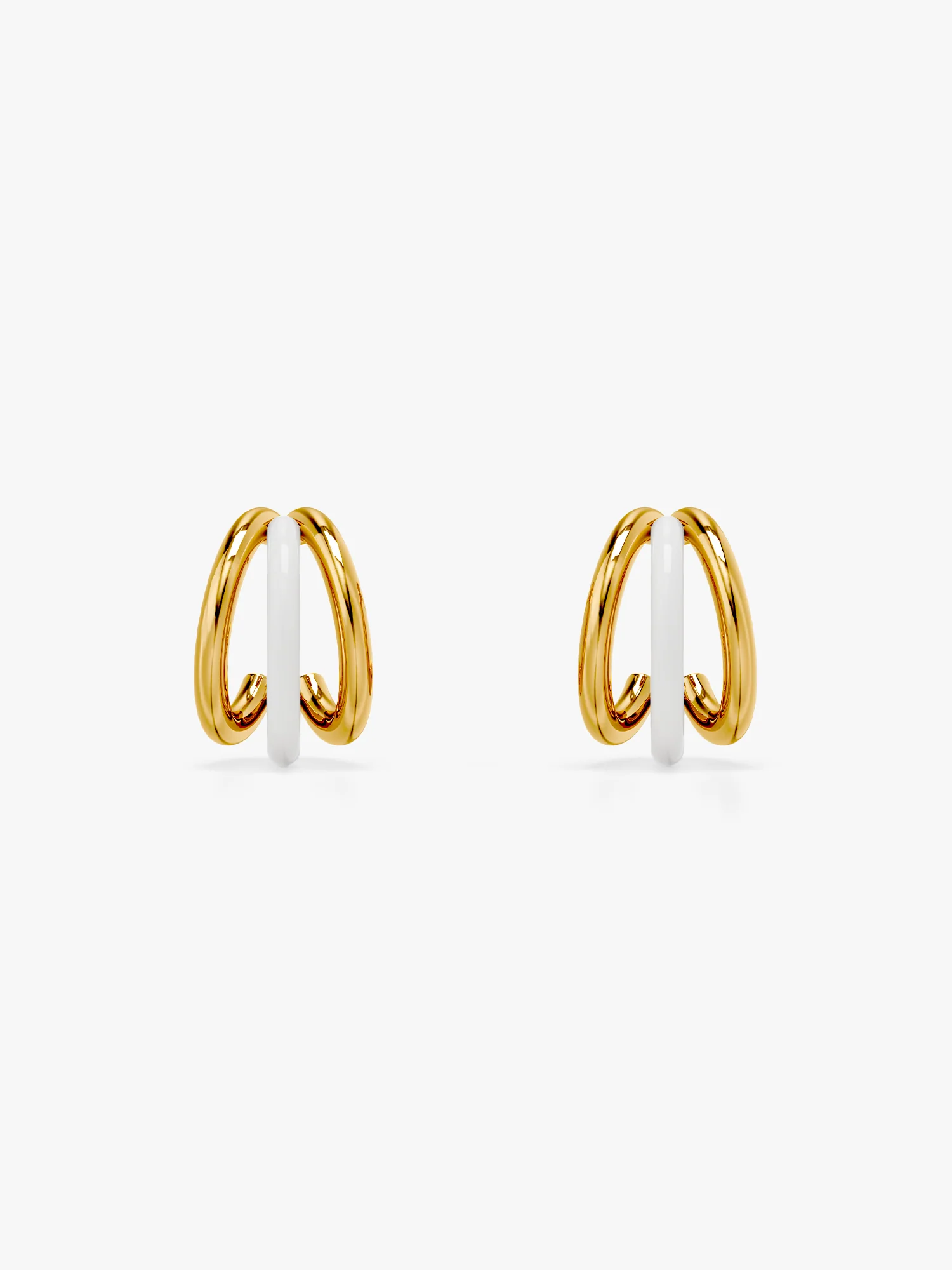 Gold Chunky Triplet Earring for Her - Image 4