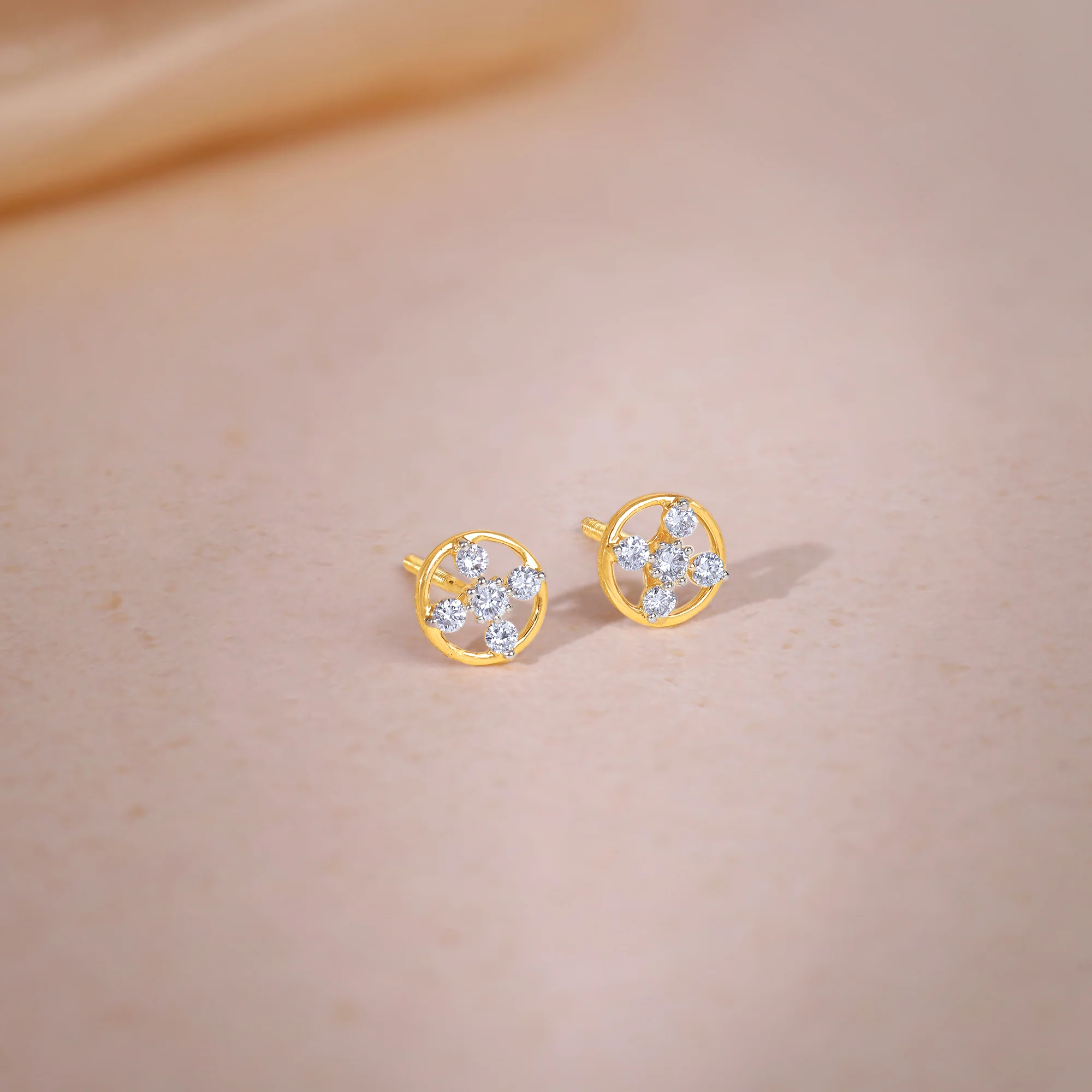 Gold Circle of Cross Lab Grown Diamond Studs - Image 2