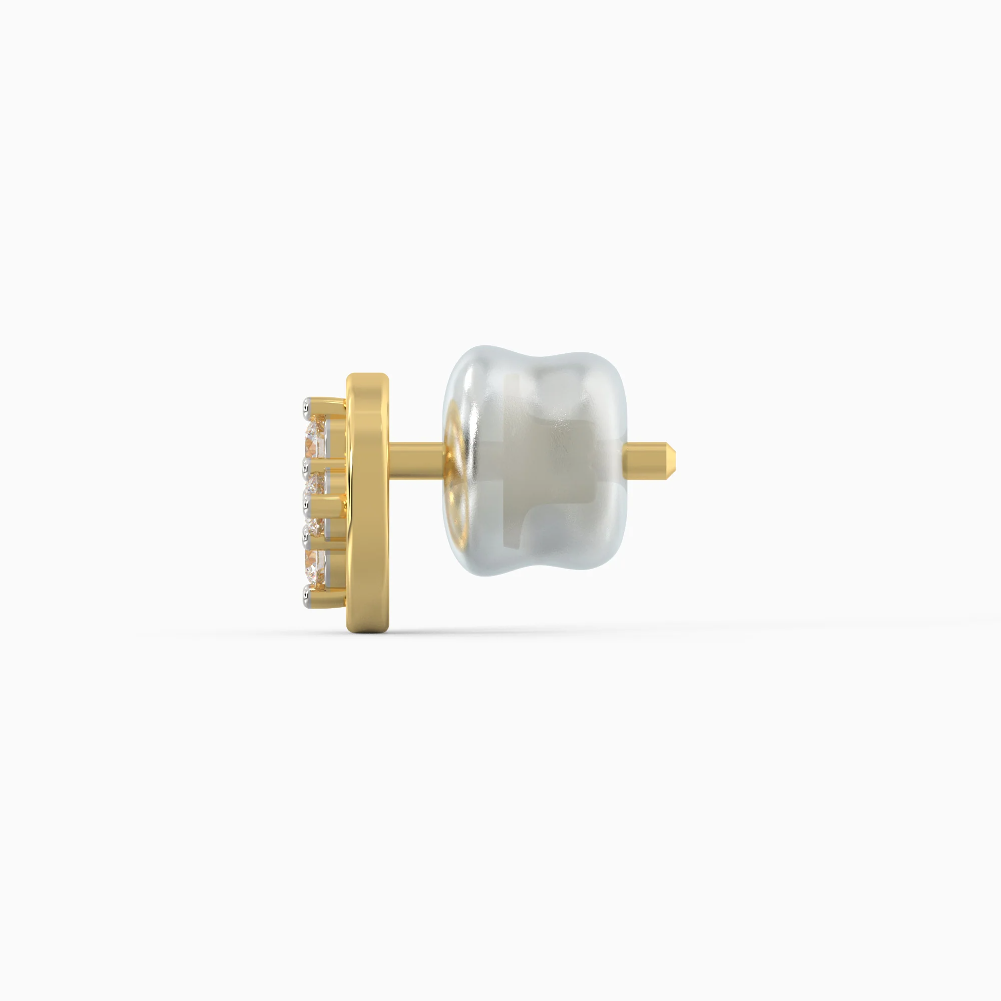 Gold Circular Quartet Diamond Stud Earrings - Image 5