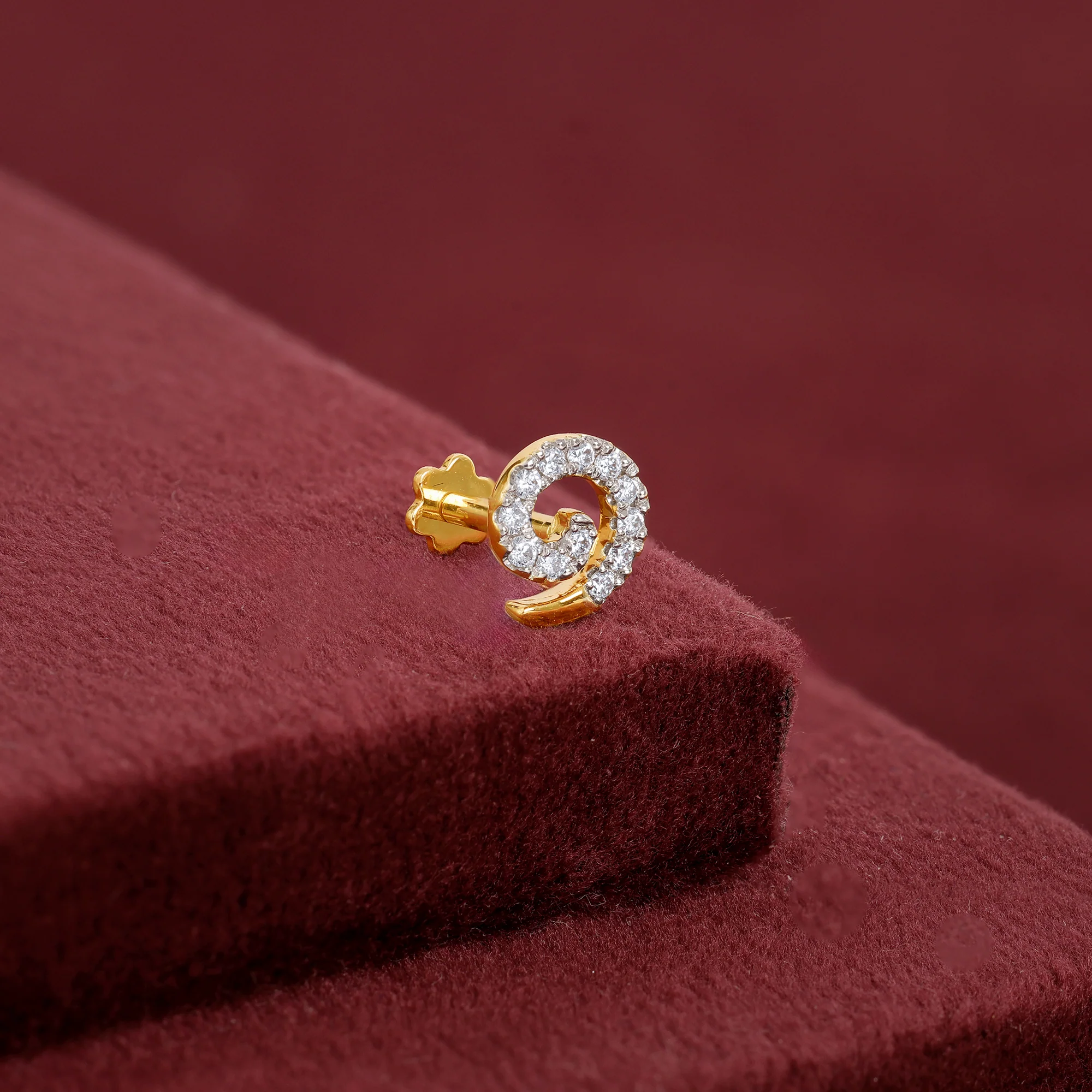 Gold Cirlia Lab Grown Diamond Nose Pin - Image 2
